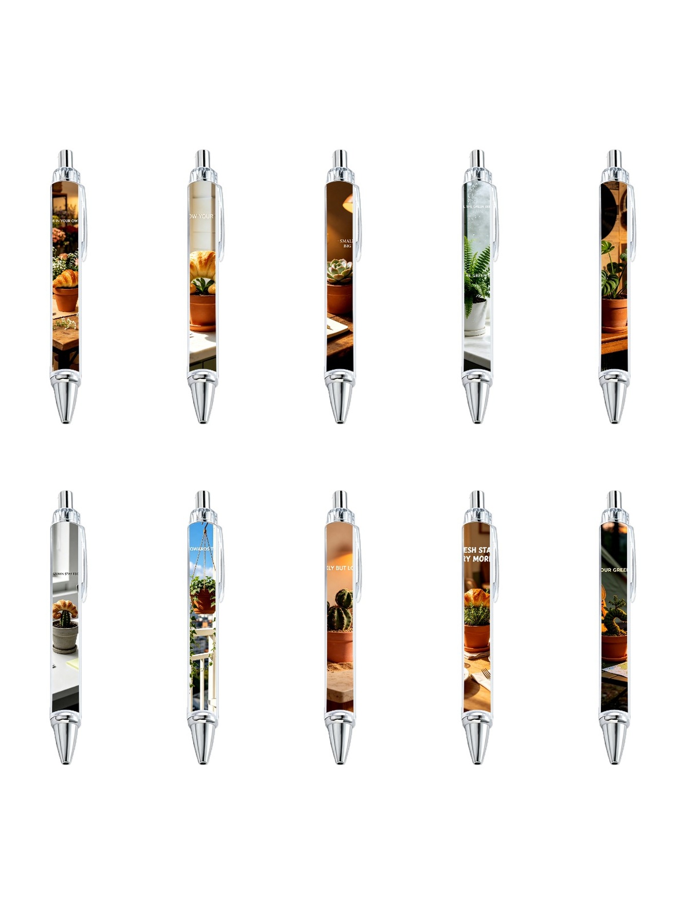 Potted Plant Gel Pens, Black Ink - 10-Pack