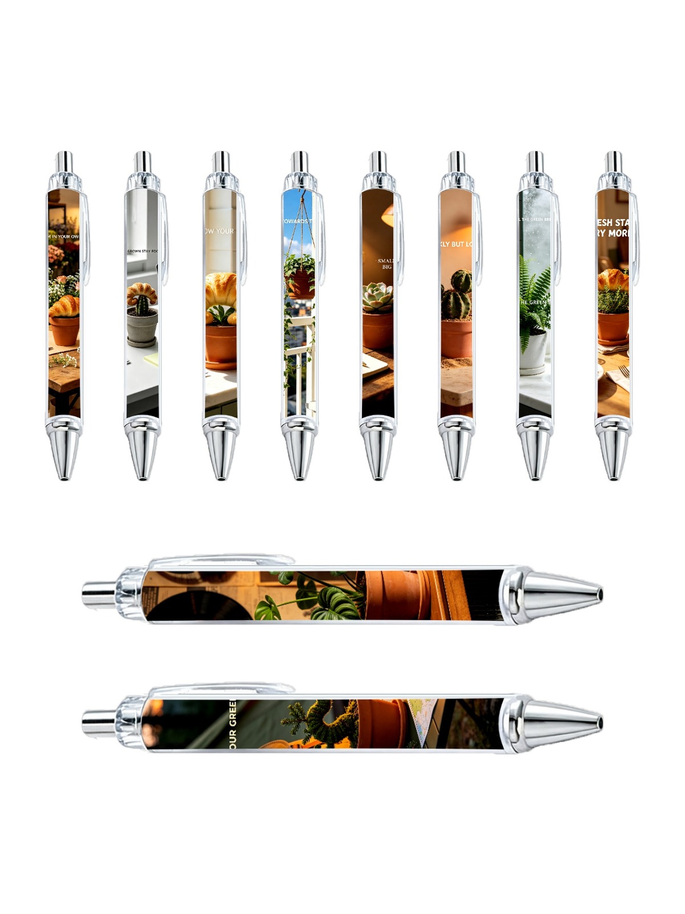 Potted Plant Gel Pens, Black Ink - 10-Pack