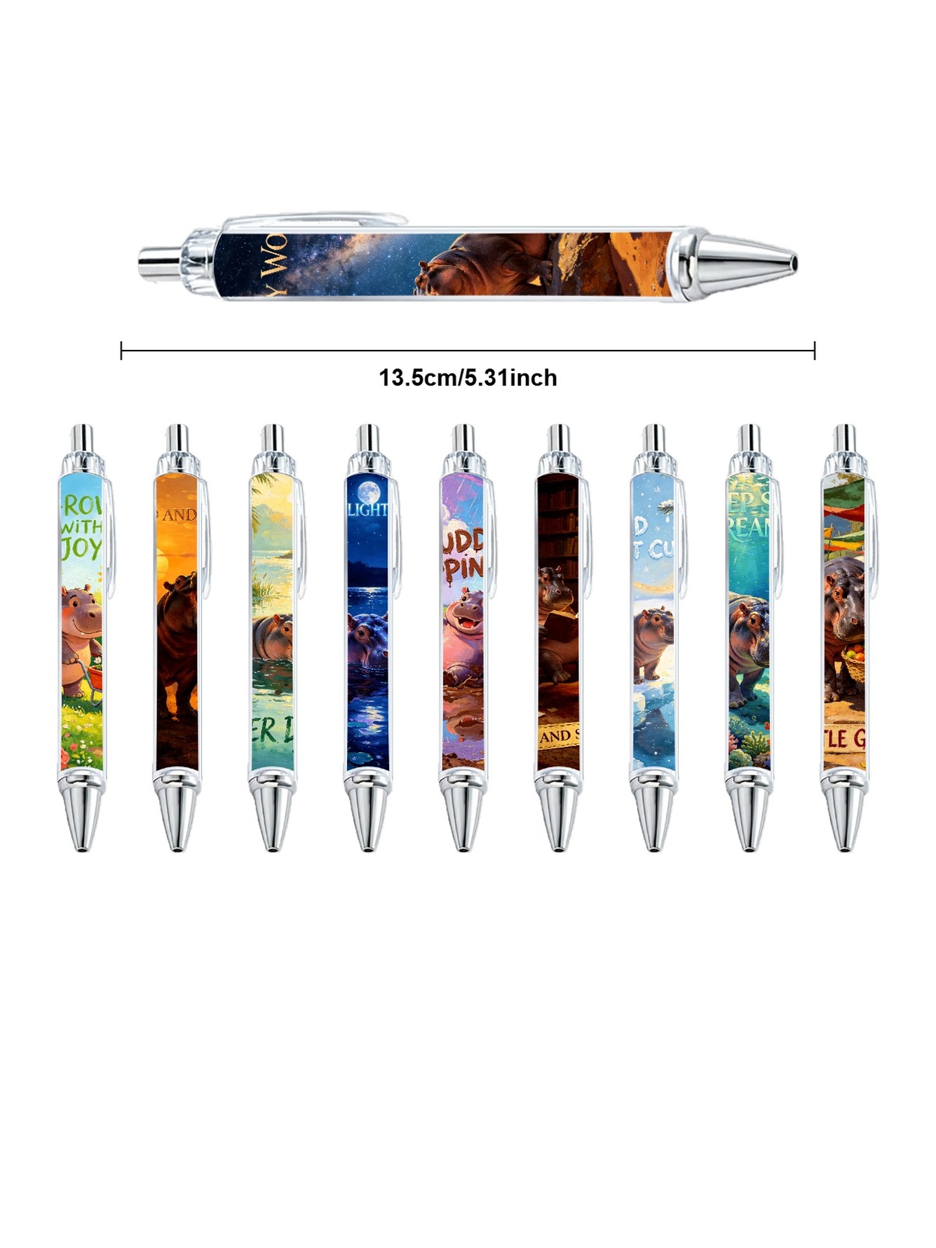 Hippo Gel Pens, Hippopotamus, Black Ink - 10-Pack