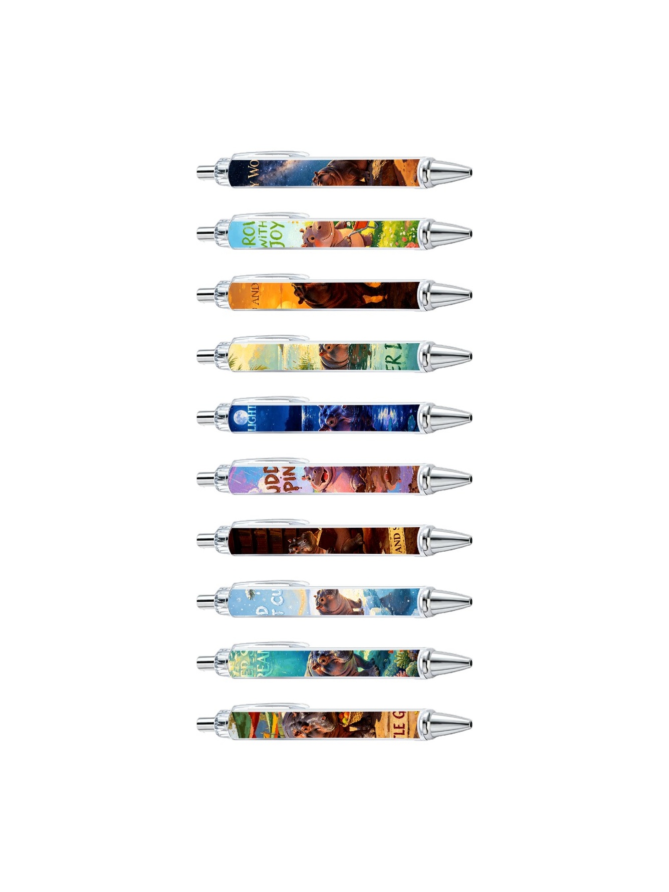 Hippo Gel Pens, Hippopotamus, Black Ink - 10-Pack