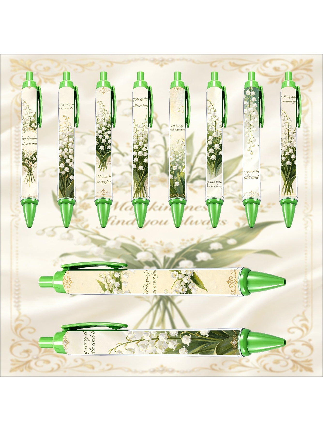 Lotus Leaf Pen, Green Radiant Grace - 10-Pack