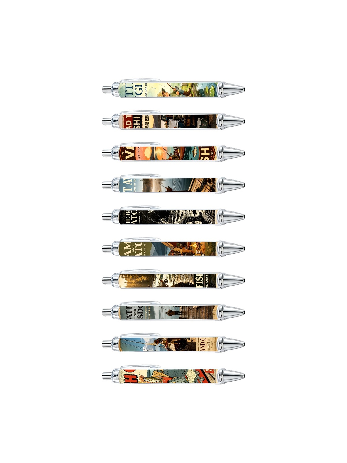 Fishing Gel Pens, Rod Catch, Black Ink - 10-Pack