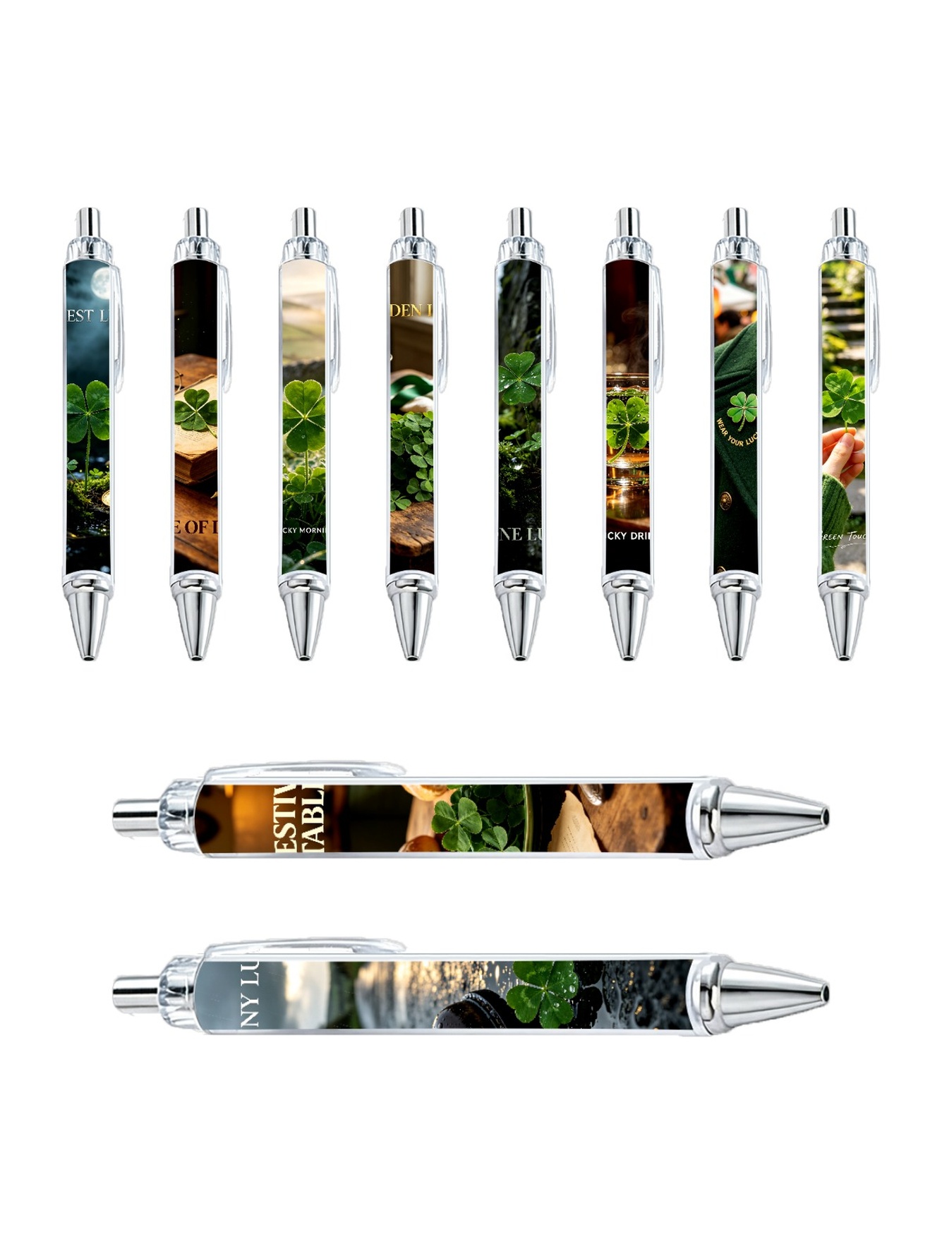Clover Lucky Gel Pens, Black Ink - 10-Pack