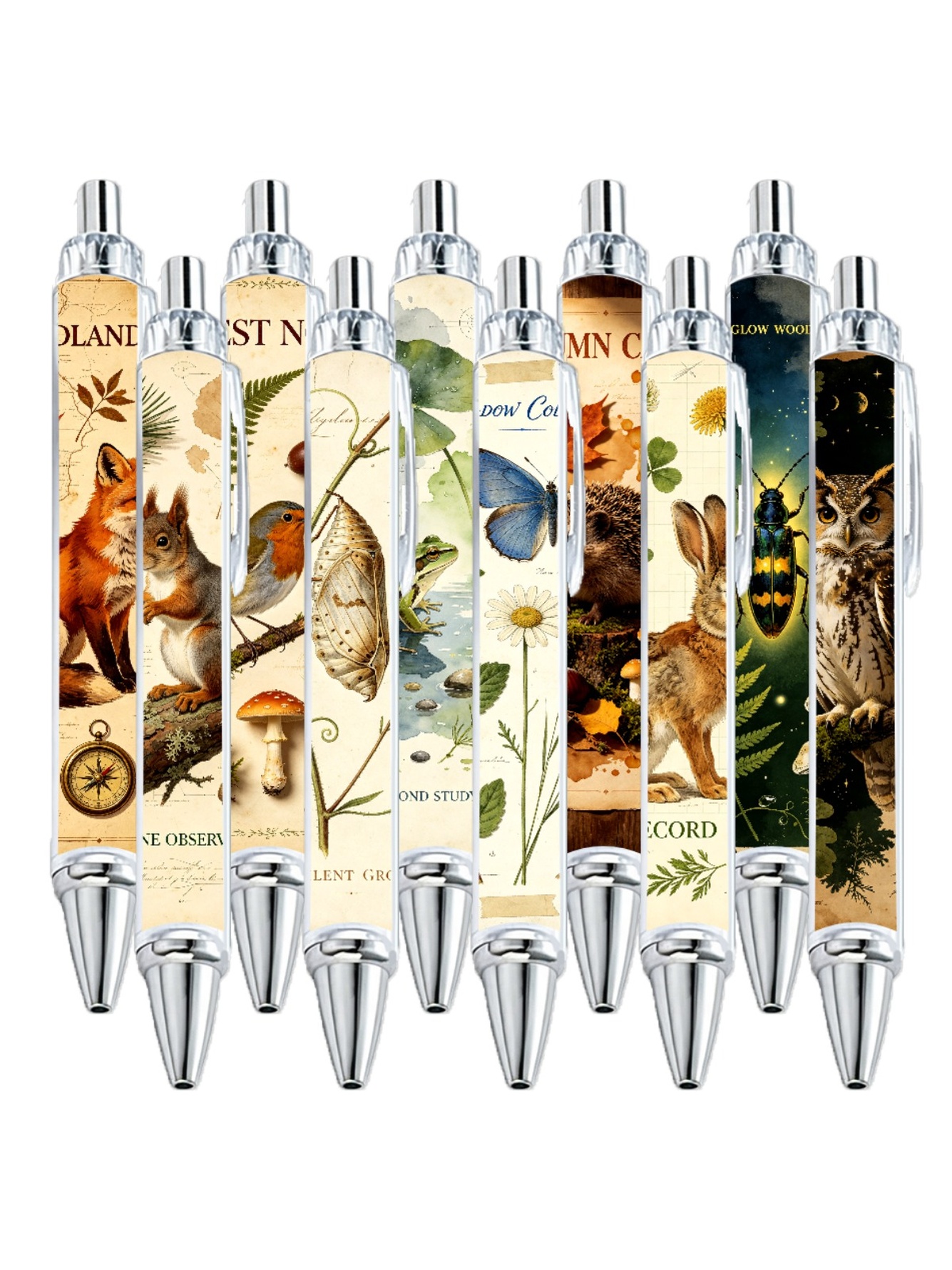 Plant Pattern Writing Neutral Pens - 10-Pack
