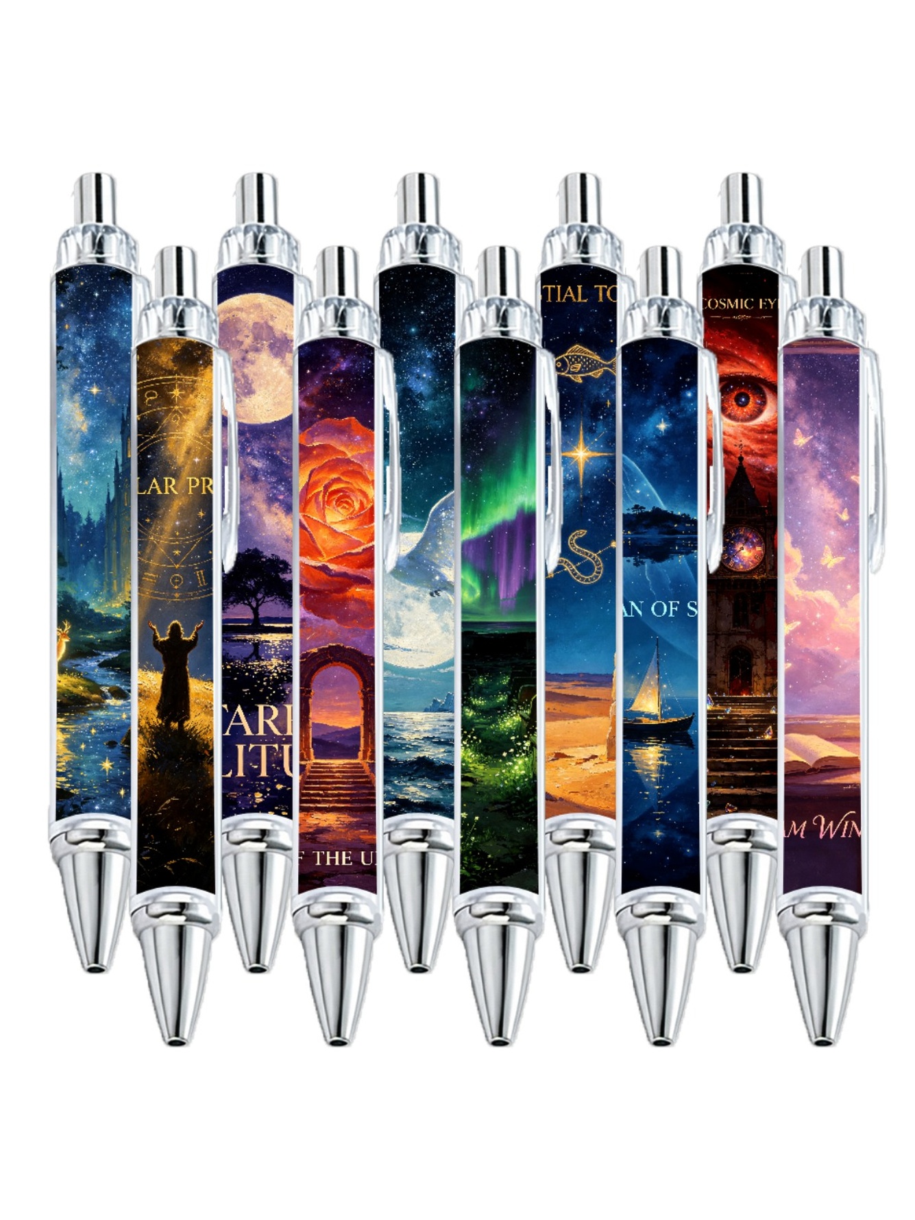 Starry Oil Painting Gel Pens, Art Masterpiece Pattern - 10-Pack