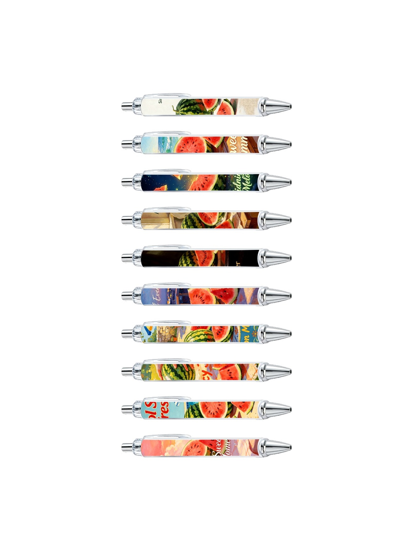 Watermelon Gel Pens, Summer Fruit, Black Ink - 10-Pack