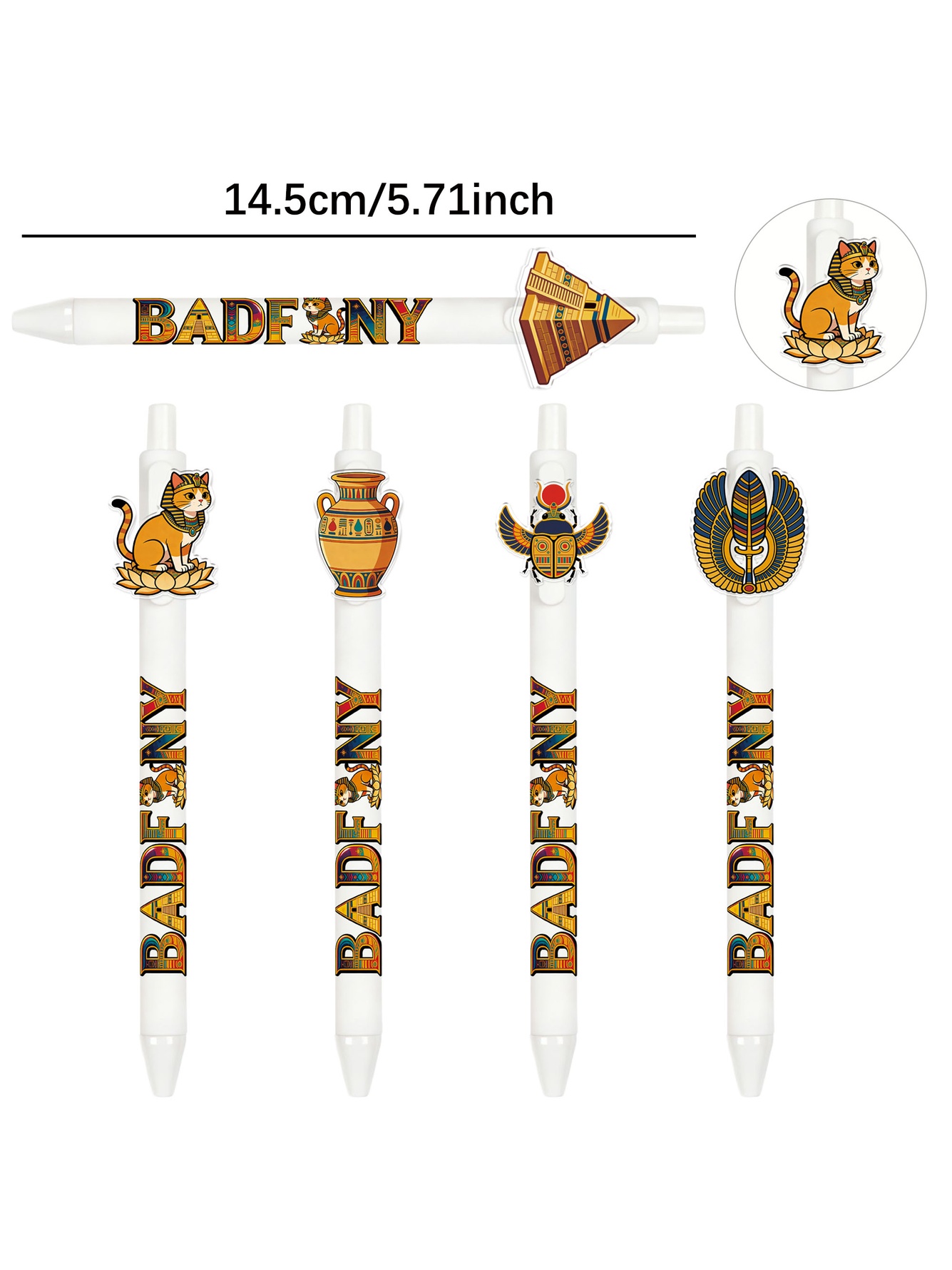 Egyptian Theme Push-Pull Ballpoint Pen - 10-Pack