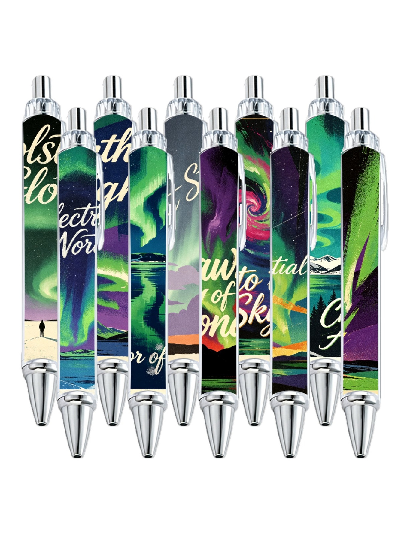 Aurora Starry Sky Ballpoint Pens, Mountain Lake - 10-Pack