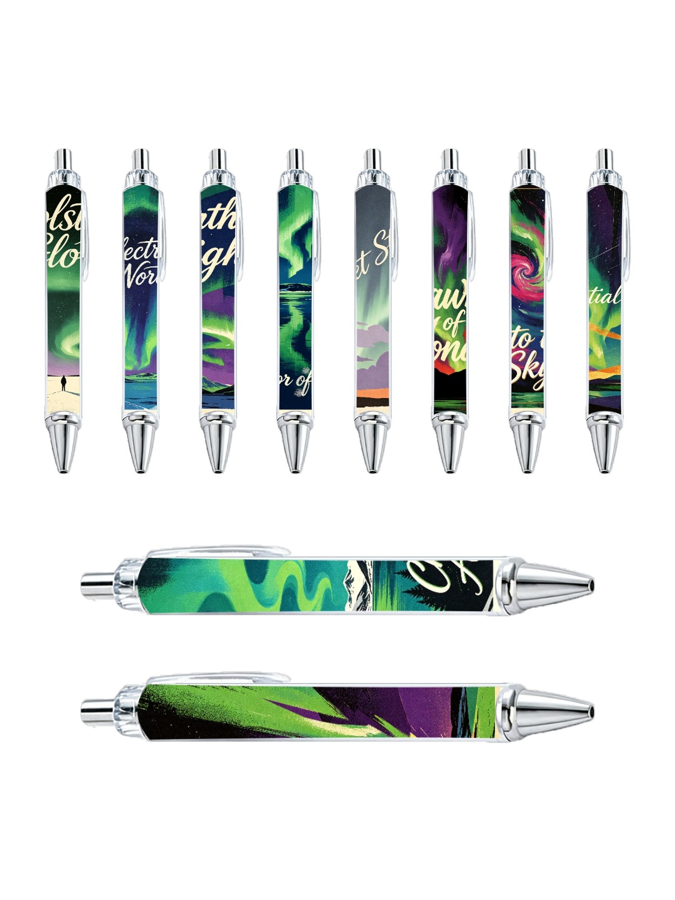Aurora Starry Sky Ballpoint Pens, Mountain Lake - 10-Pack
