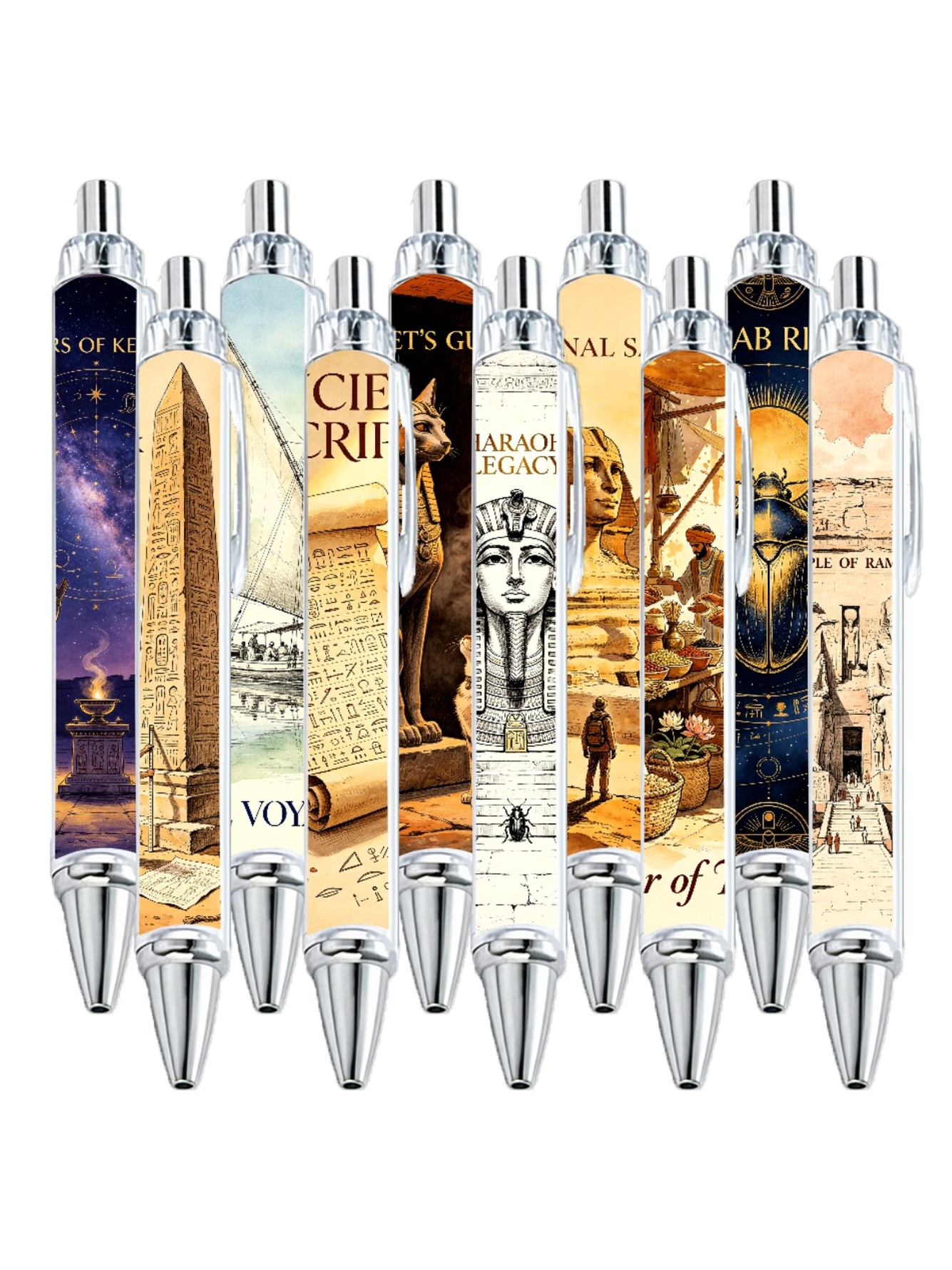 Egypt Gel Pens, Pyramid Pharaoh, Black Ink - 10-Pack