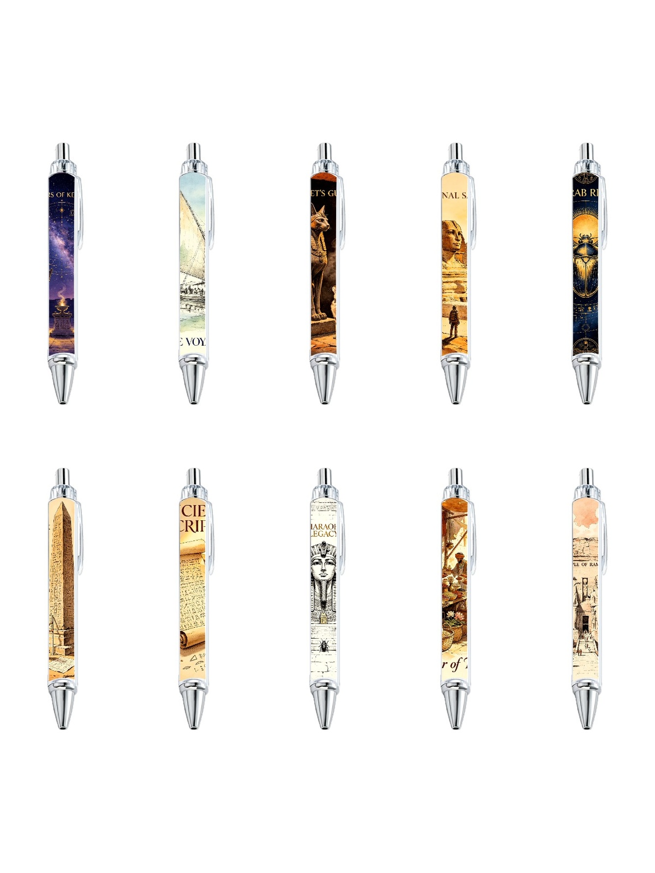 Egypt Gel Pens, Pyramid Pharaoh, Black Ink - 10-Pack