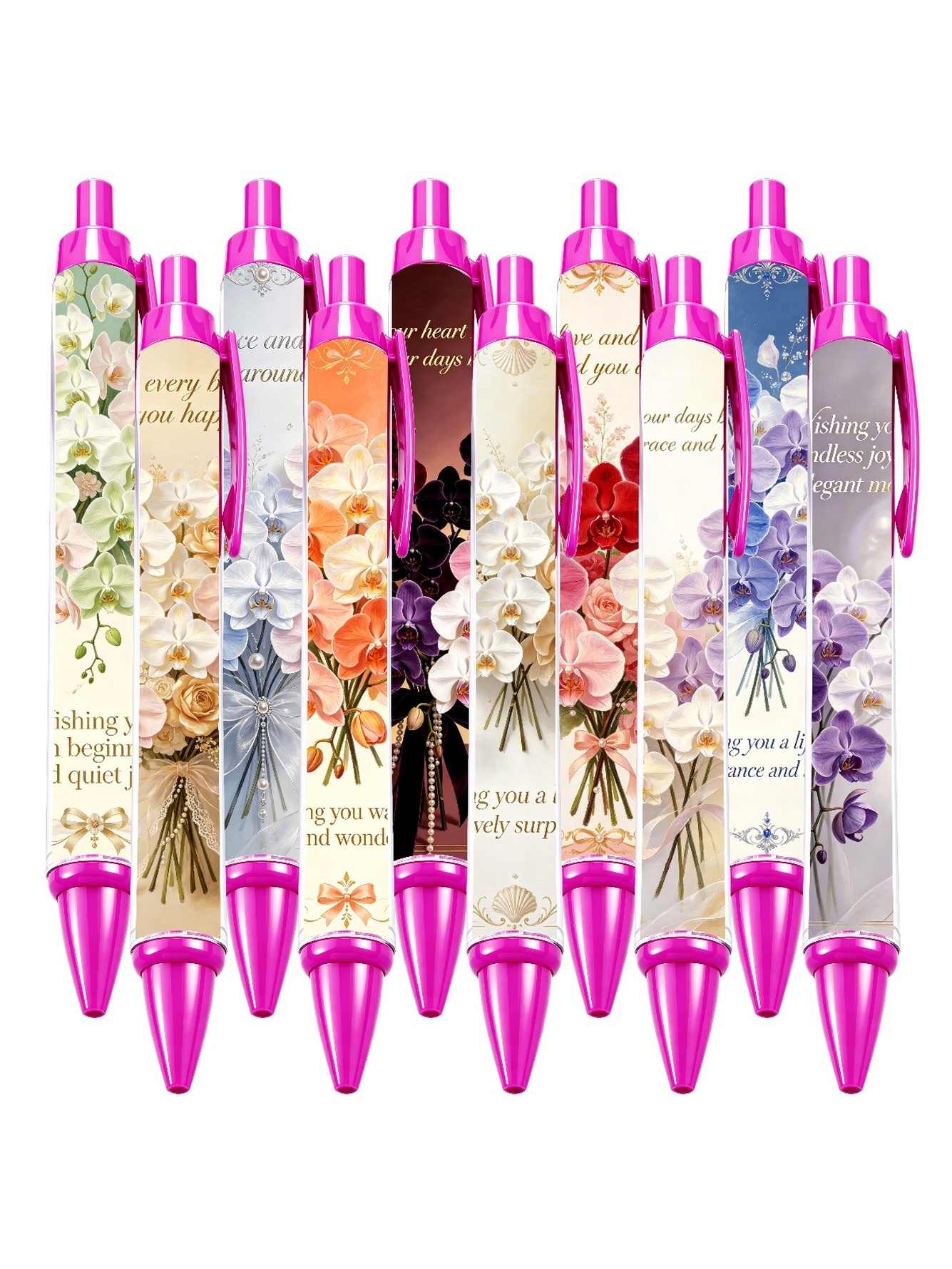 Pink Peony Pen, Fresh Beginning Black Ink - 10-Pack