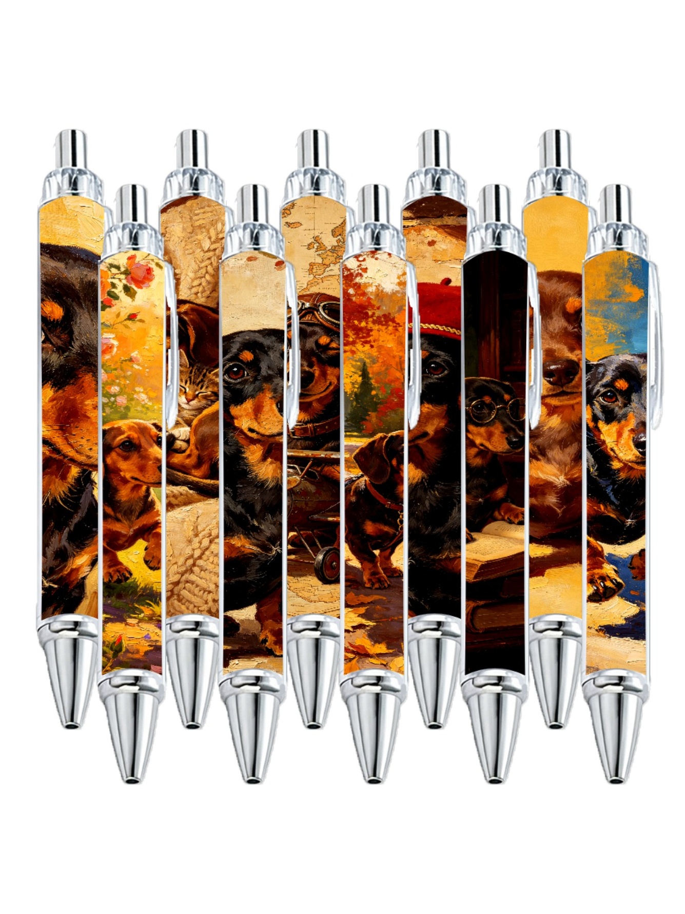 Dachshund Pens, Dog Hat Glasses - 10-Pack
