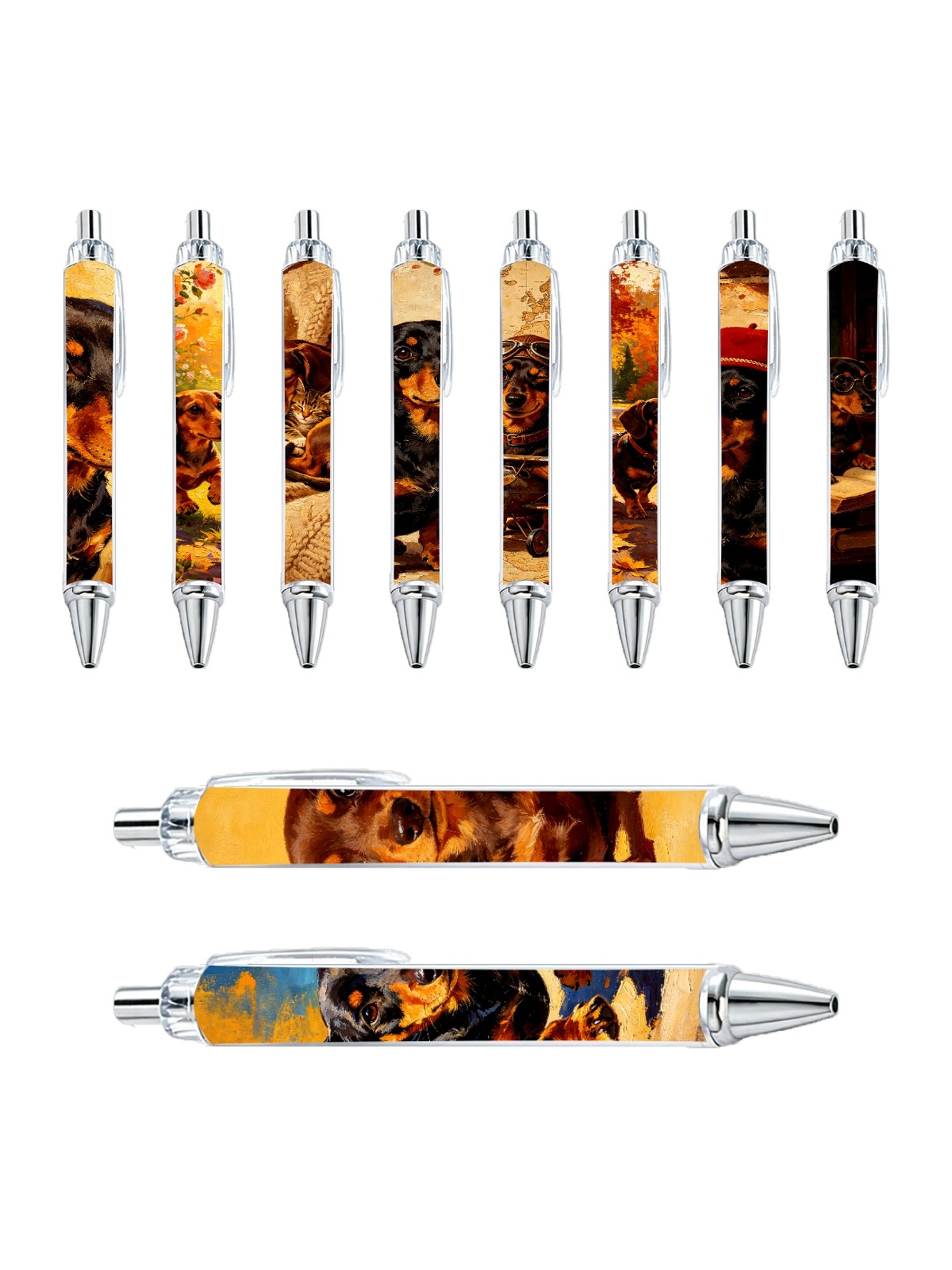 Dachshund Pens, Dog Hat Glasses - 10-Pack