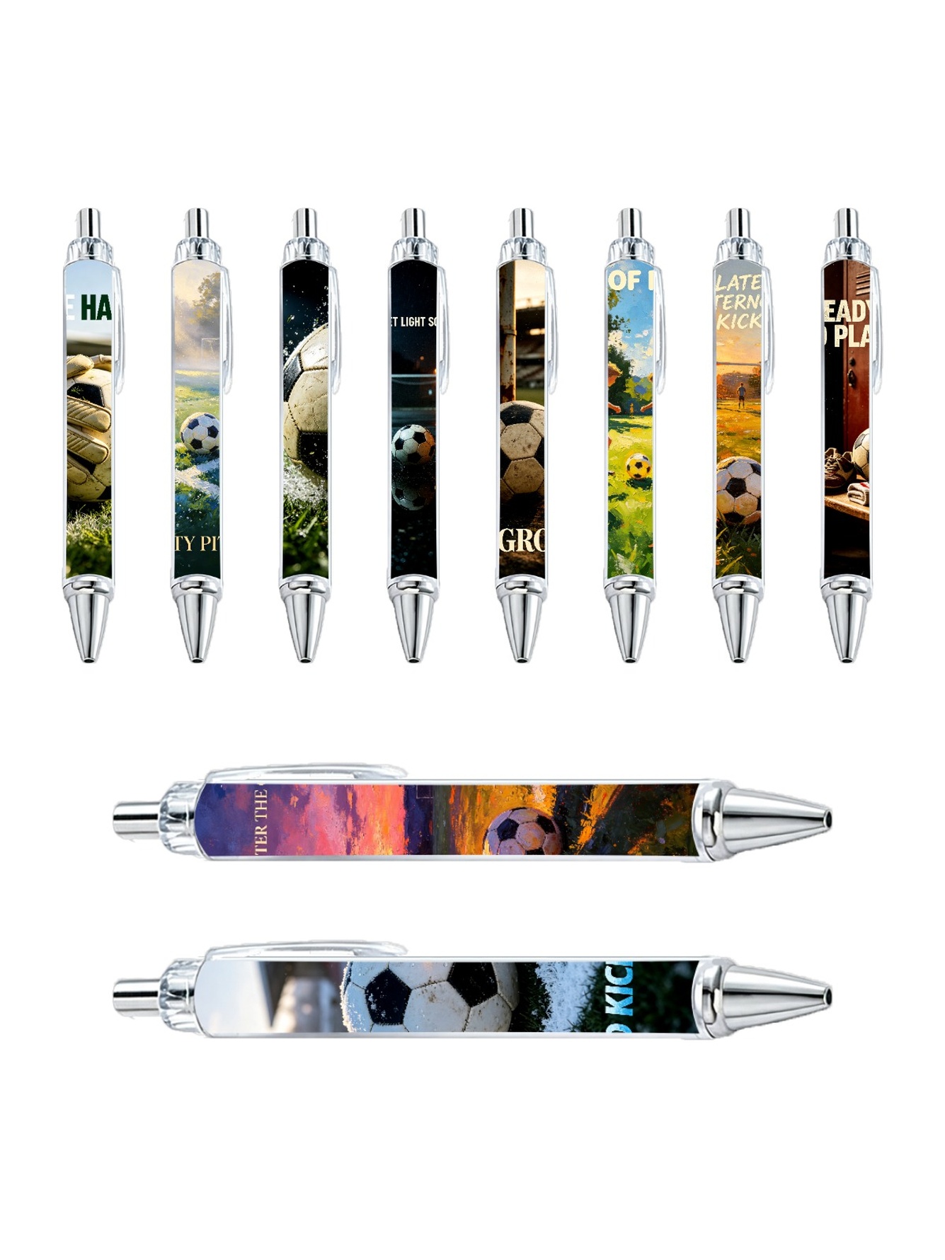 Football Goal Pens, Player Victory Print - 10-Pack