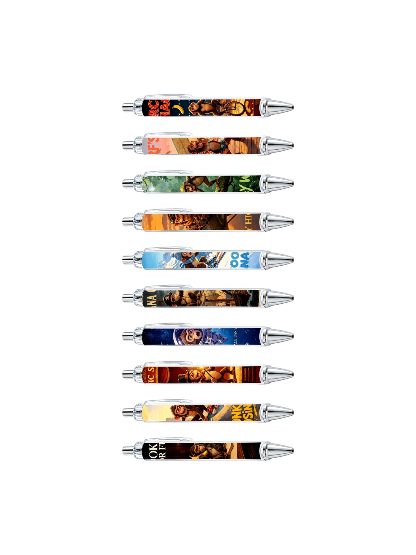 Monkey Gel Pens, Primate Animal Pattern - 10-Pack