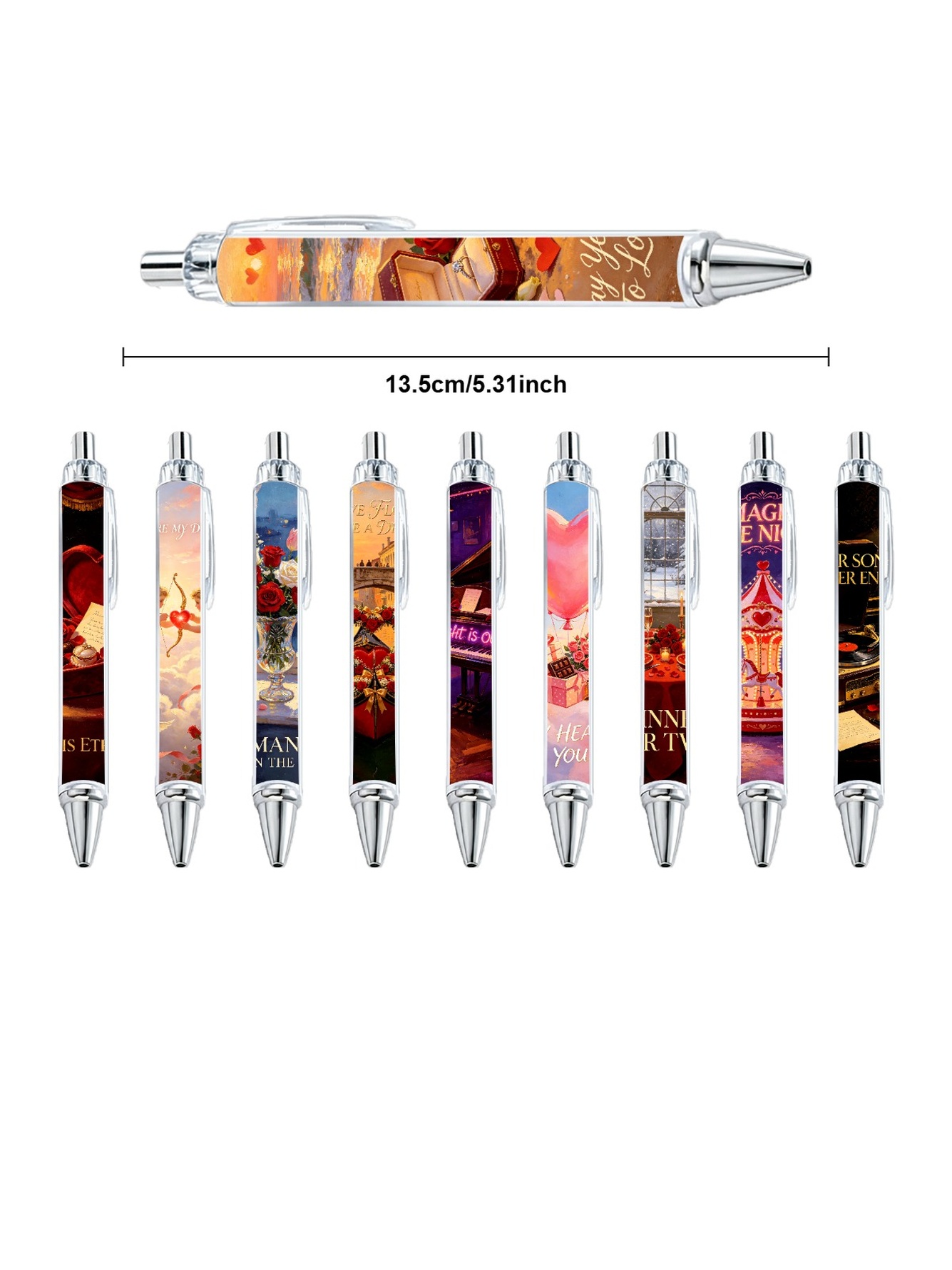 Valentines Day Gel Pens, Black Ink - 10-Pack