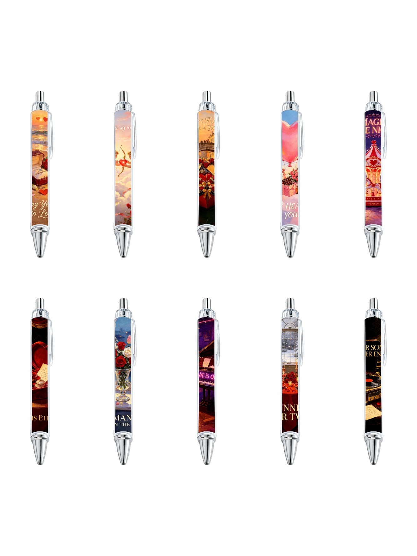 Valentines Day Gel Pens, Black Ink - 10-Pack