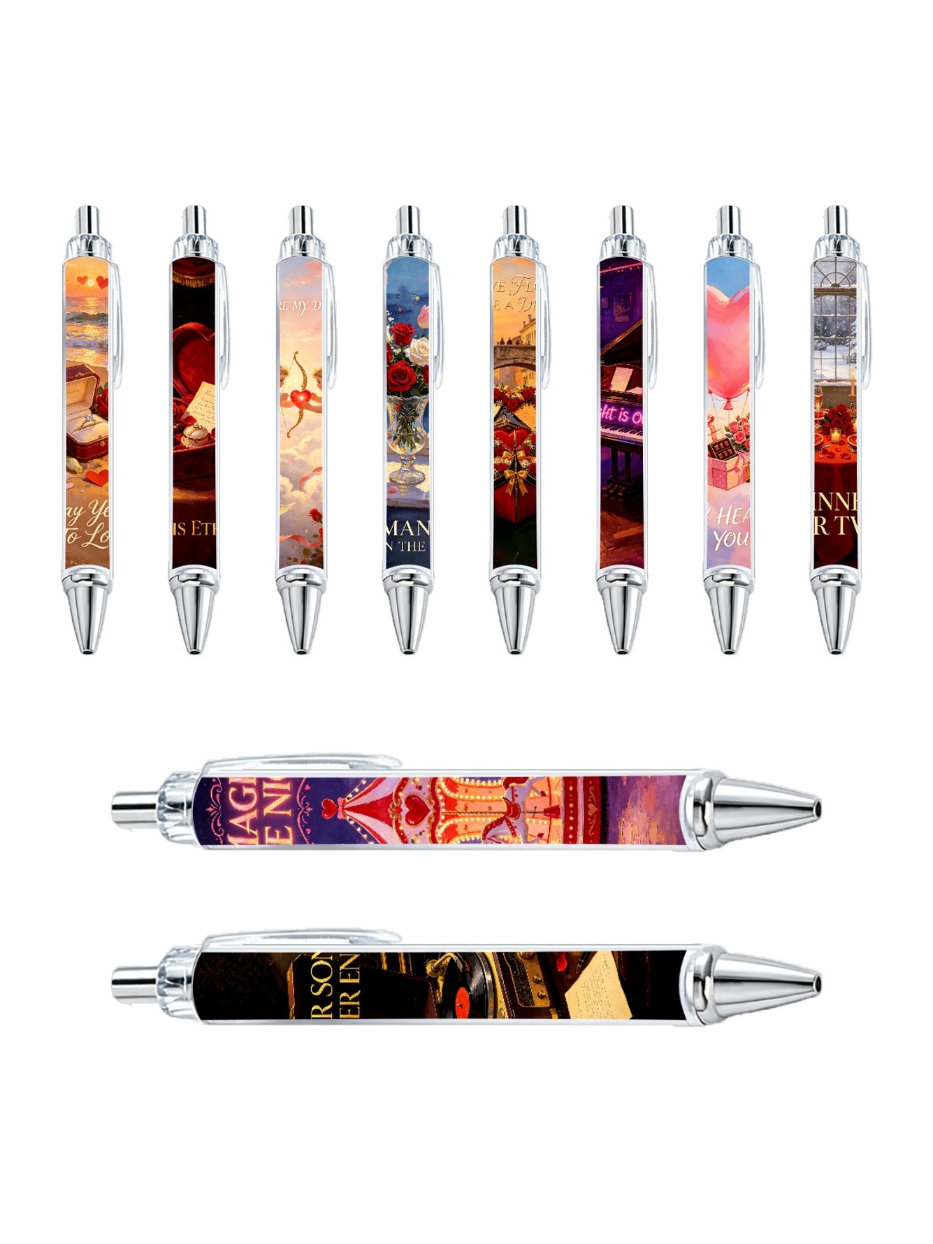 Valentines Day Gel Pens, Black Ink - 10-Pack