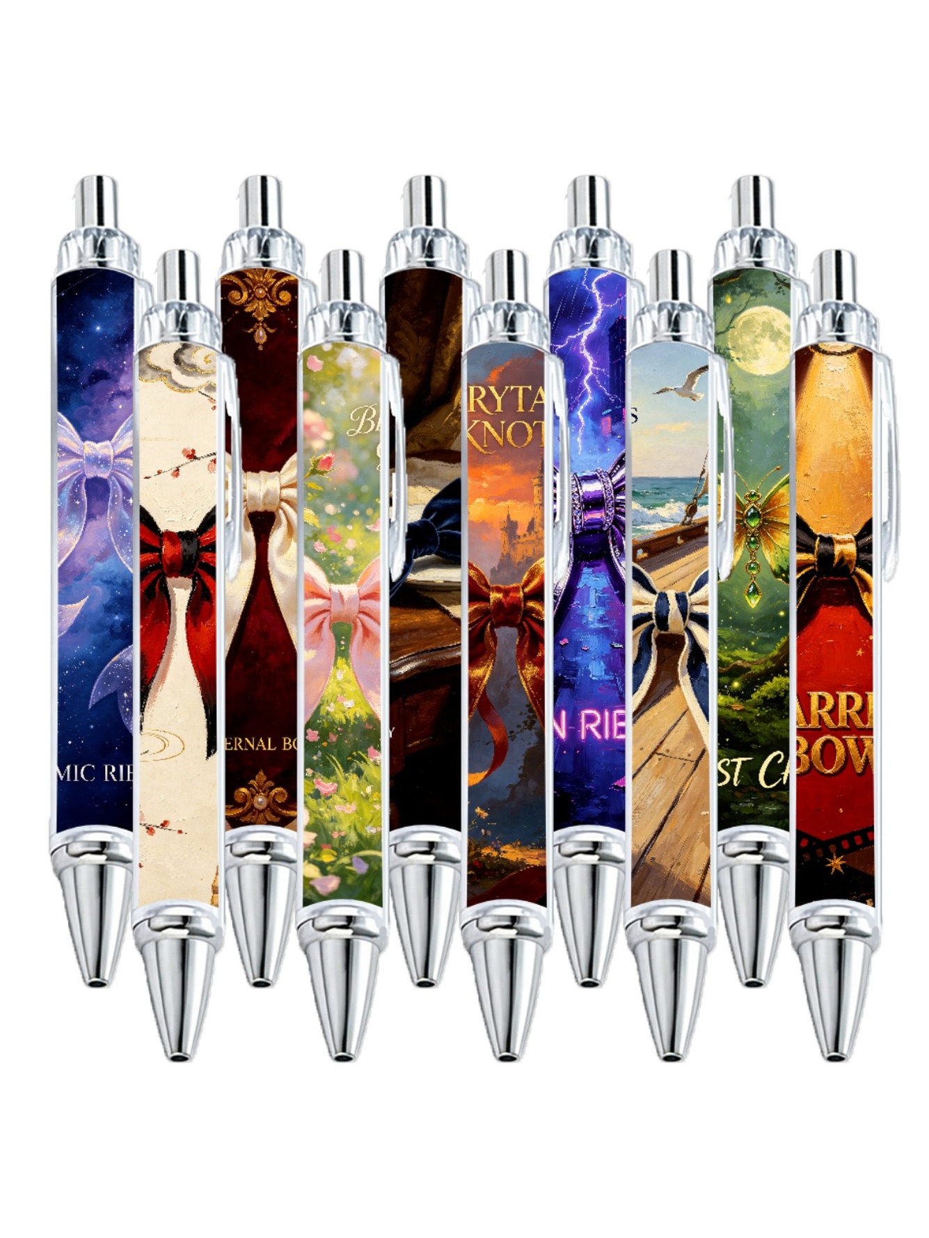Bow Gel Pens, Ribbon Bow, Black Ink - 10-Pack