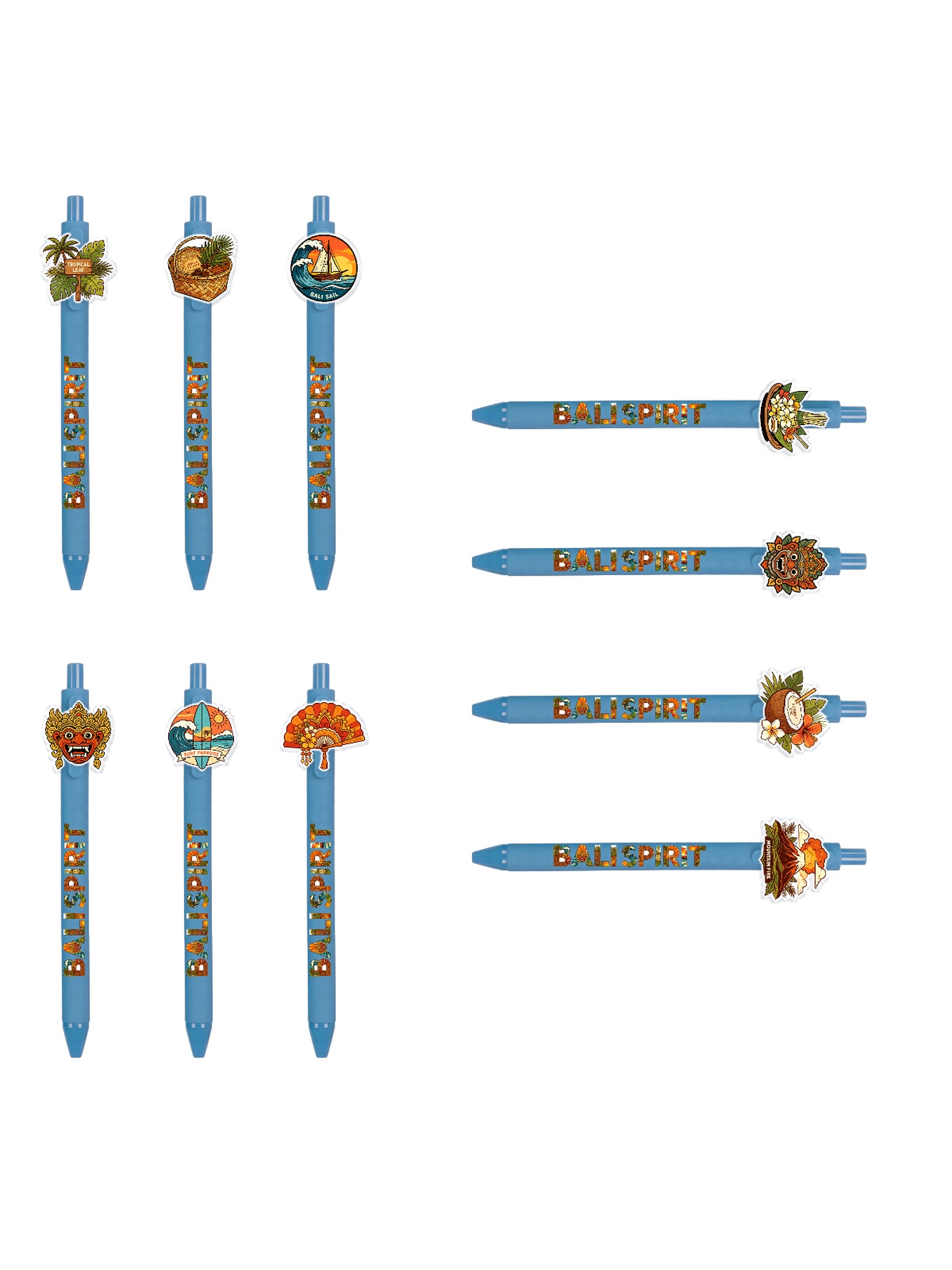 10PCS Bali Indonesia Pen Black Ink SE Asia Travel Gift