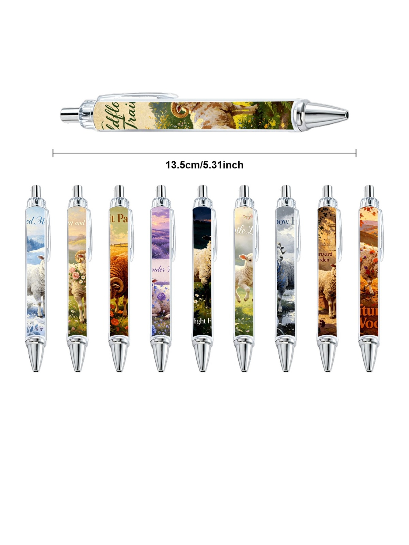 Floral Sheep Gel Pens, Black Ink - 10-Pack