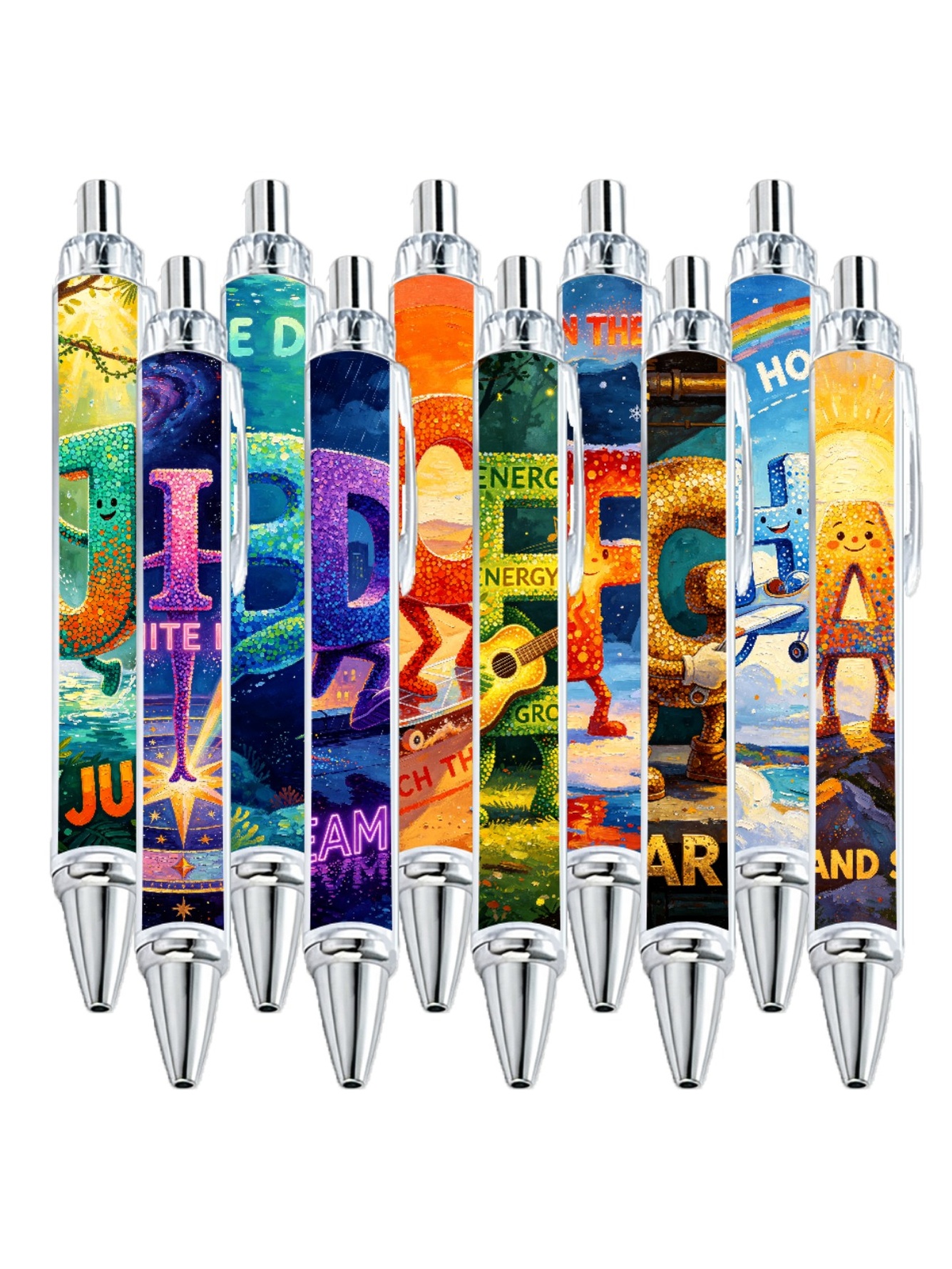 Lettering Gel Pens, Legendary Font Pattern - 10-Pack