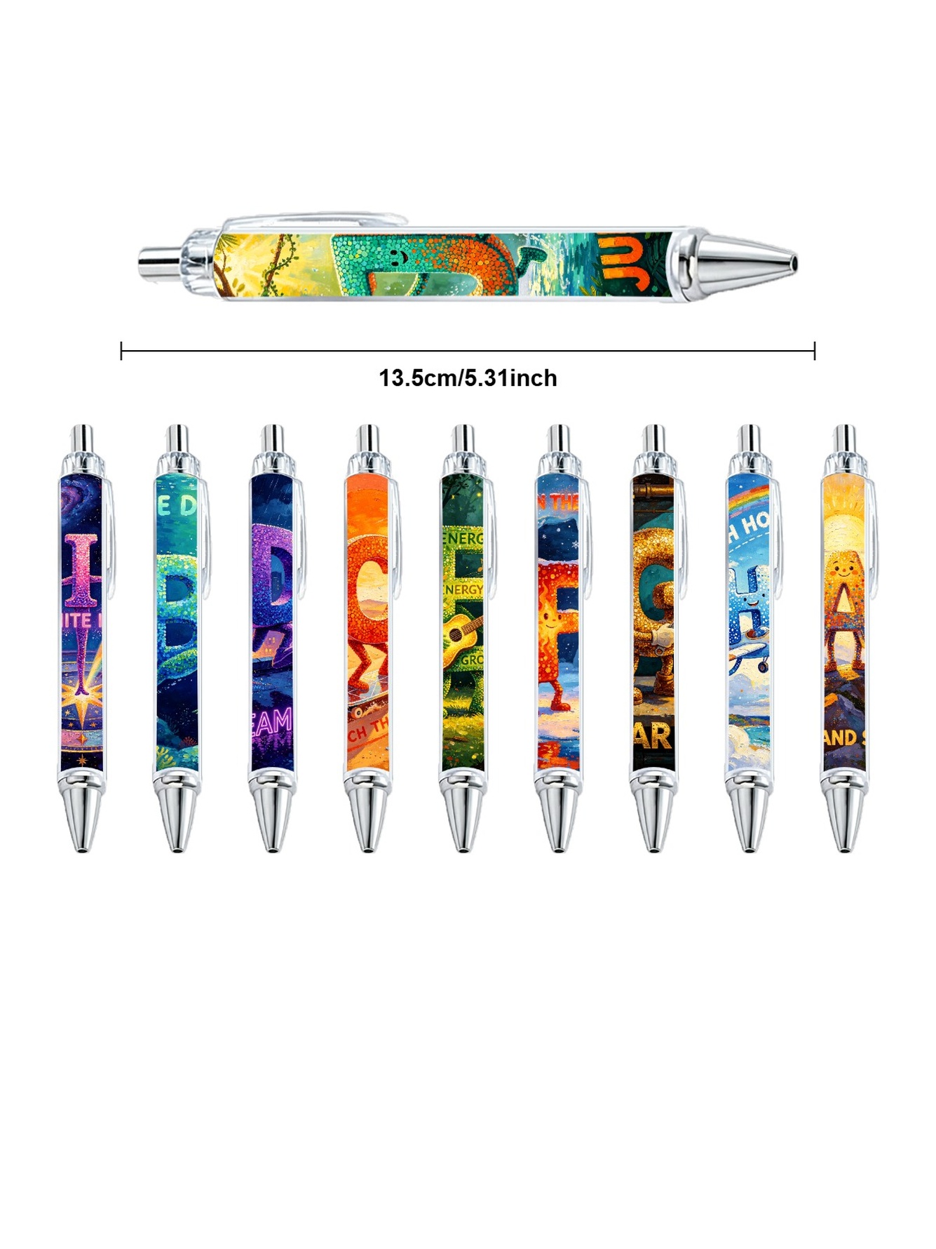 Lettering Gel Pens, Legendary Font Pattern - 10-Pack