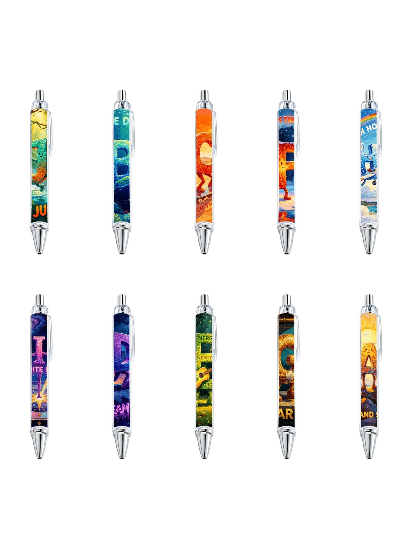 Lettering Gel Pens, Legendary Font Pattern - 10-Pack