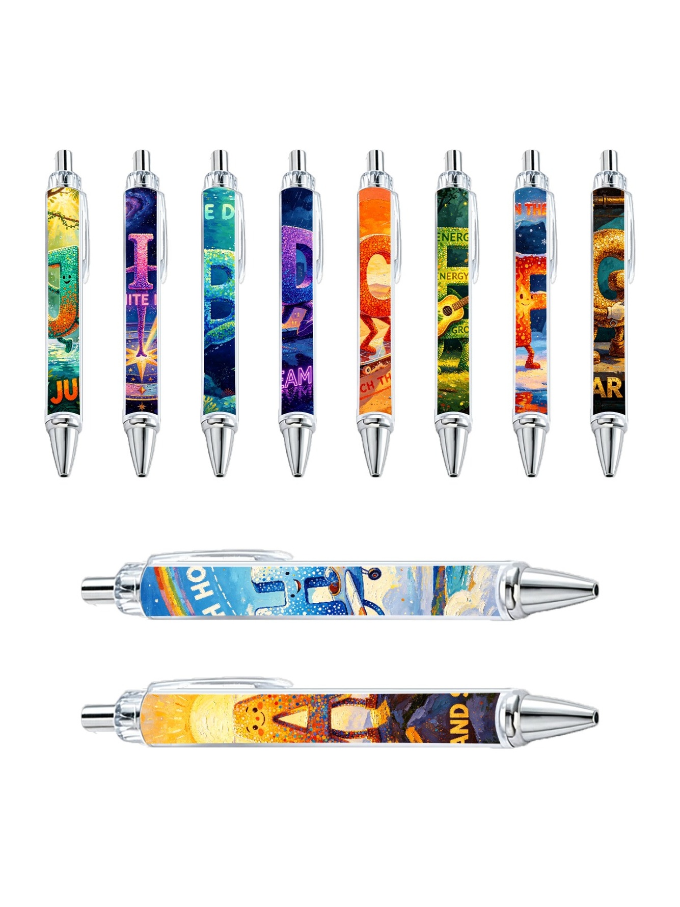 Lettering Gel Pens, Legendary Font Pattern - 10-Pack