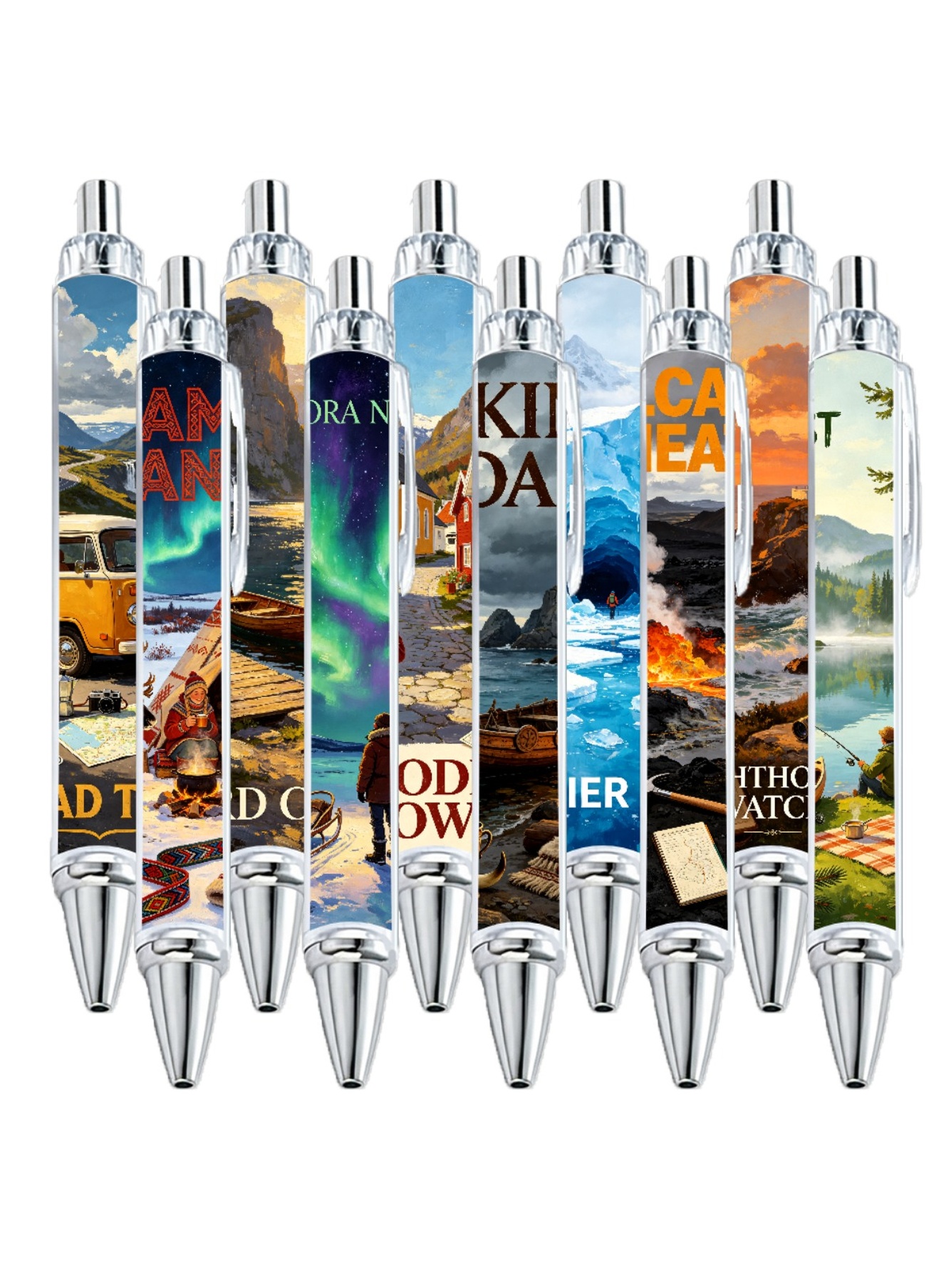 Nordic Gel Pens, Fjord Aurora, Black Ink - 10-Pack