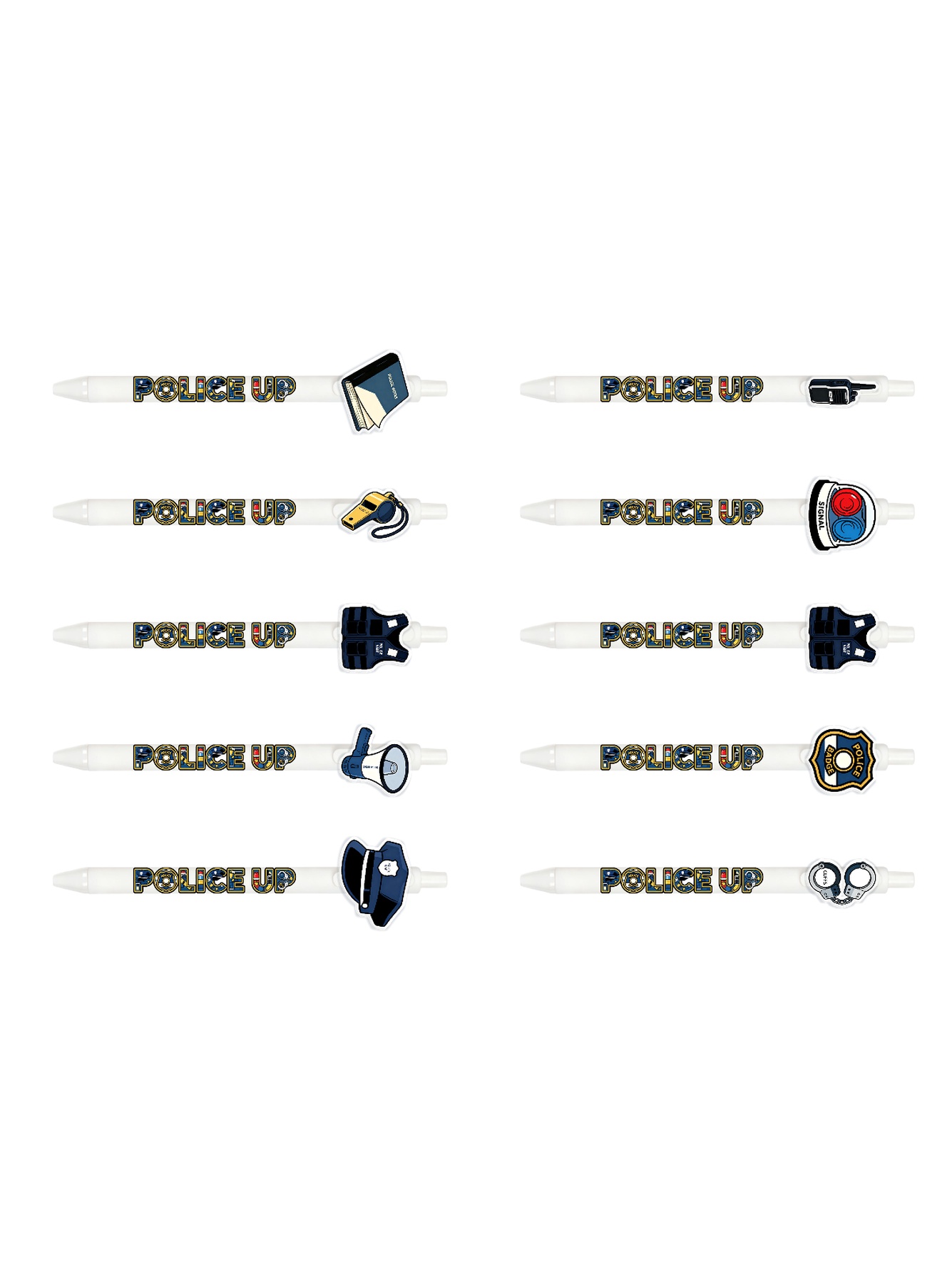 Police Officer Pens, Cap Radio - 10-Pack