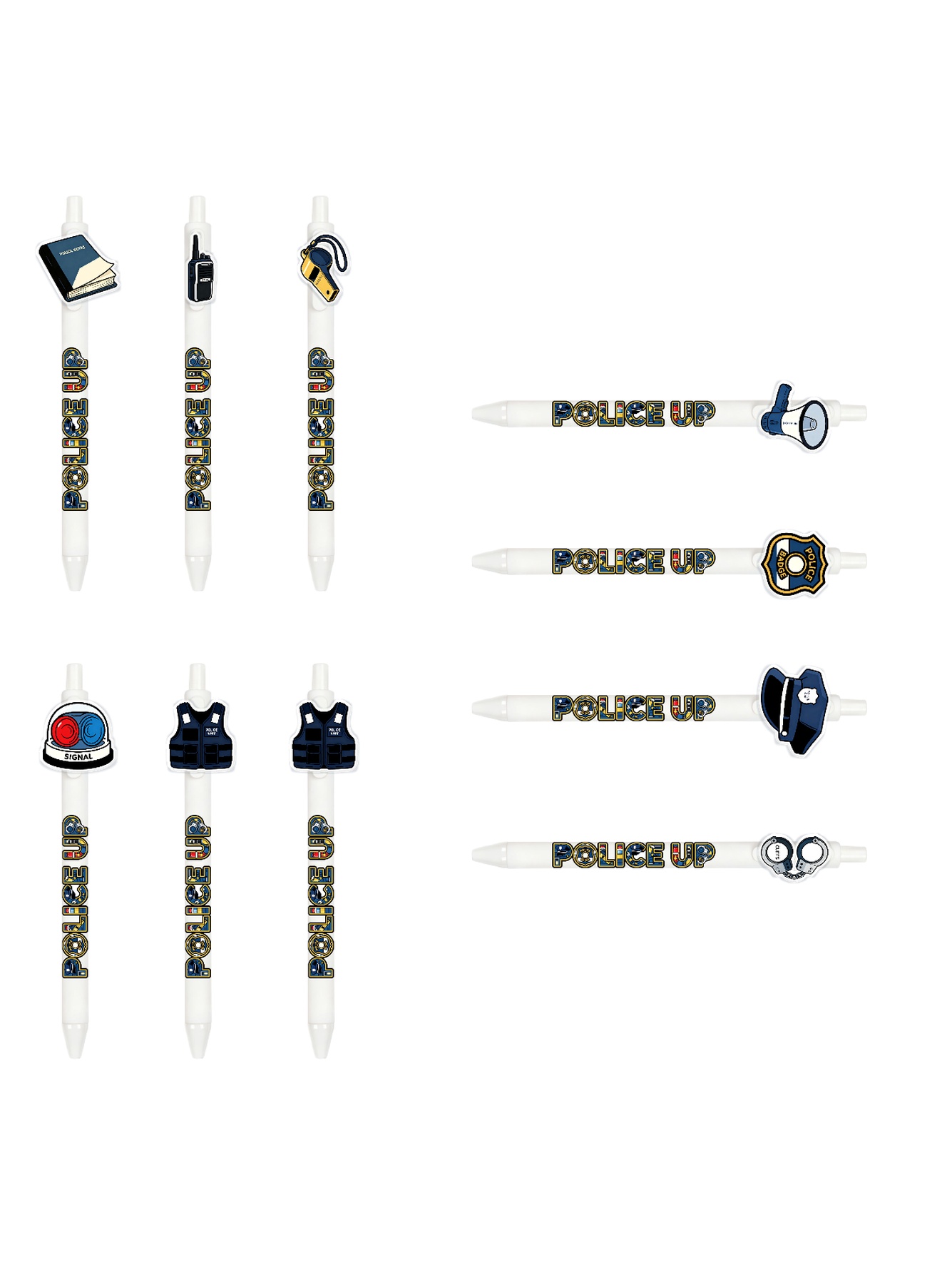 Police Officer Pens, Cap Radio - 10-Pack