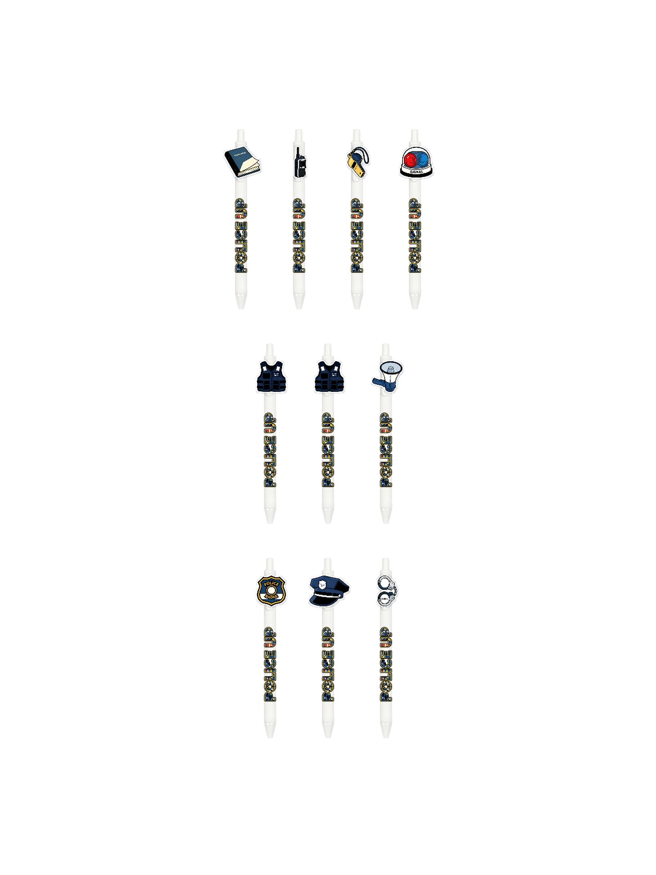 Police Officer Pens, Cap Radio - 10-Pack