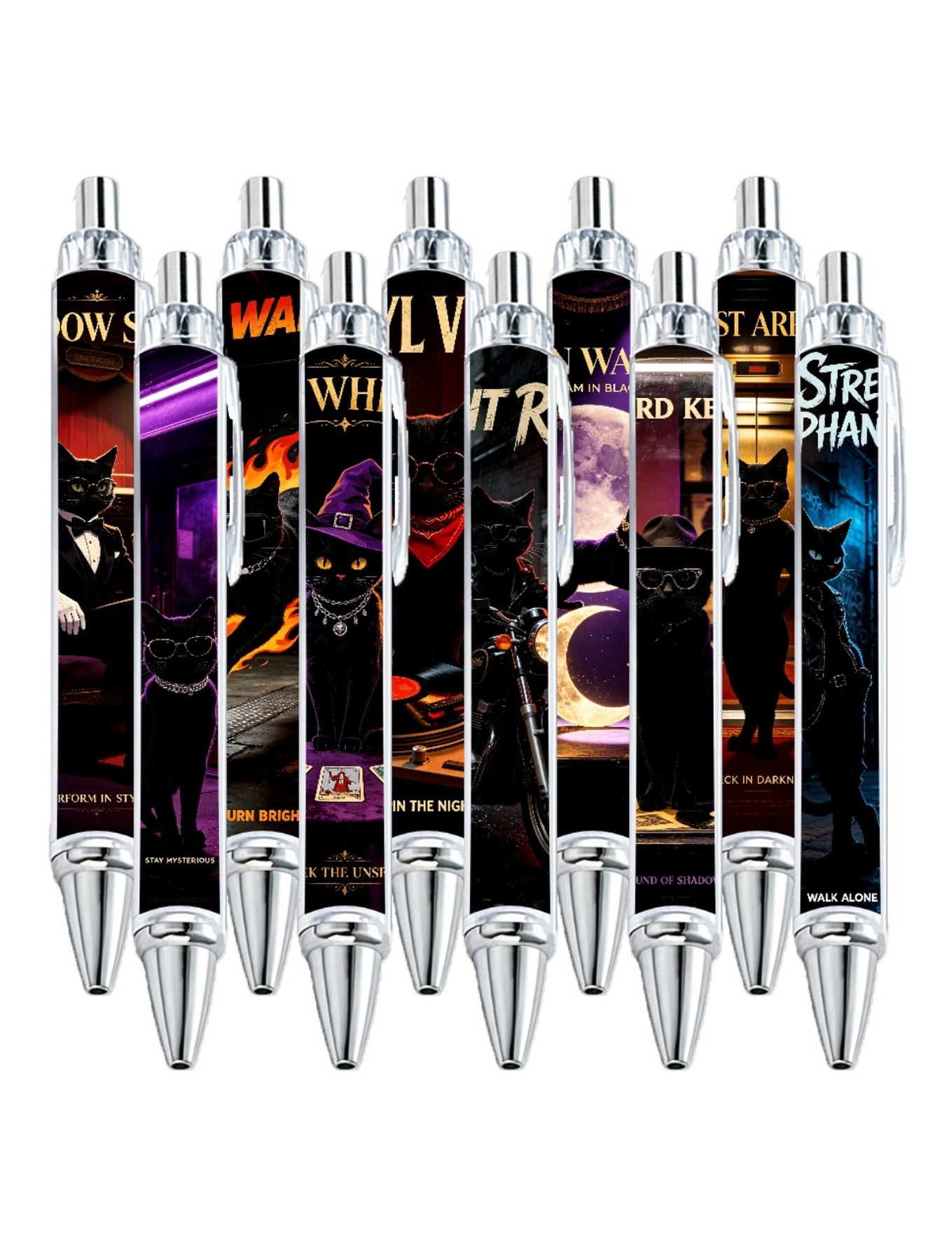Black Cat Gel Pens, Black Ink - 10-Pack