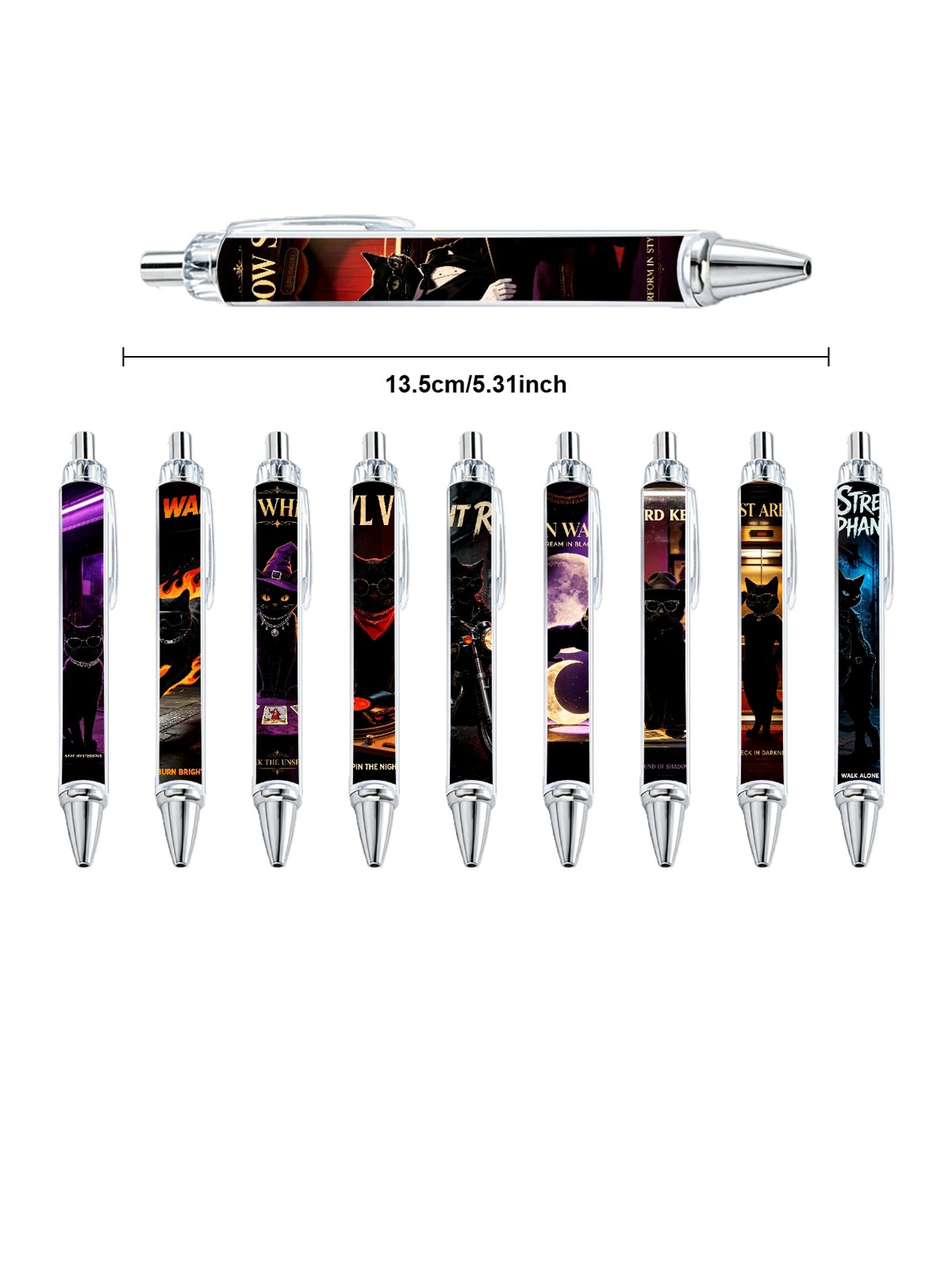 Black Cat Gel Pens, Black Ink - 10-Pack