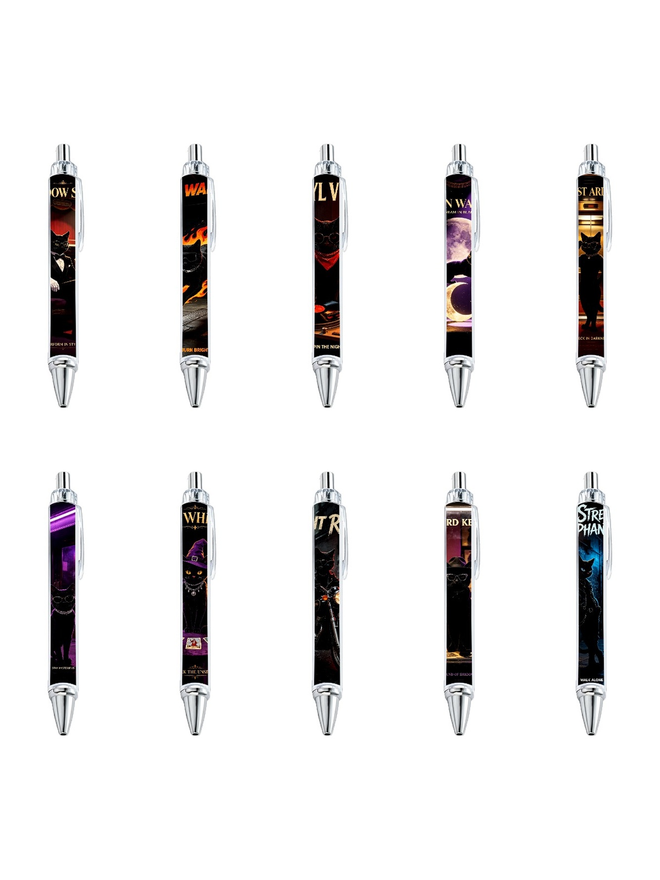 Black Cat Gel Pens, Black Ink - 10-Pack