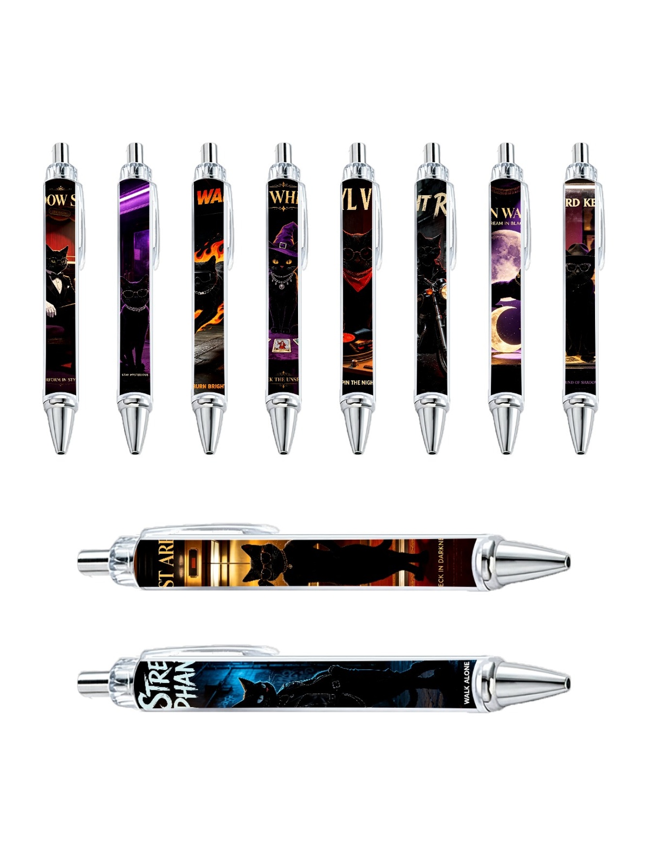 Black Cat Gel Pens, Black Ink - 10-Pack
