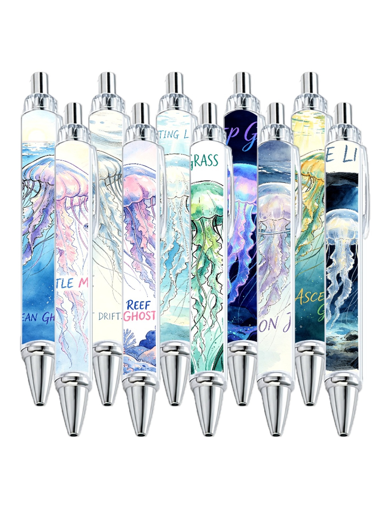 Jellyfish Gel Pens, Jellyfish Pattern, Black Ink - 10-Pack