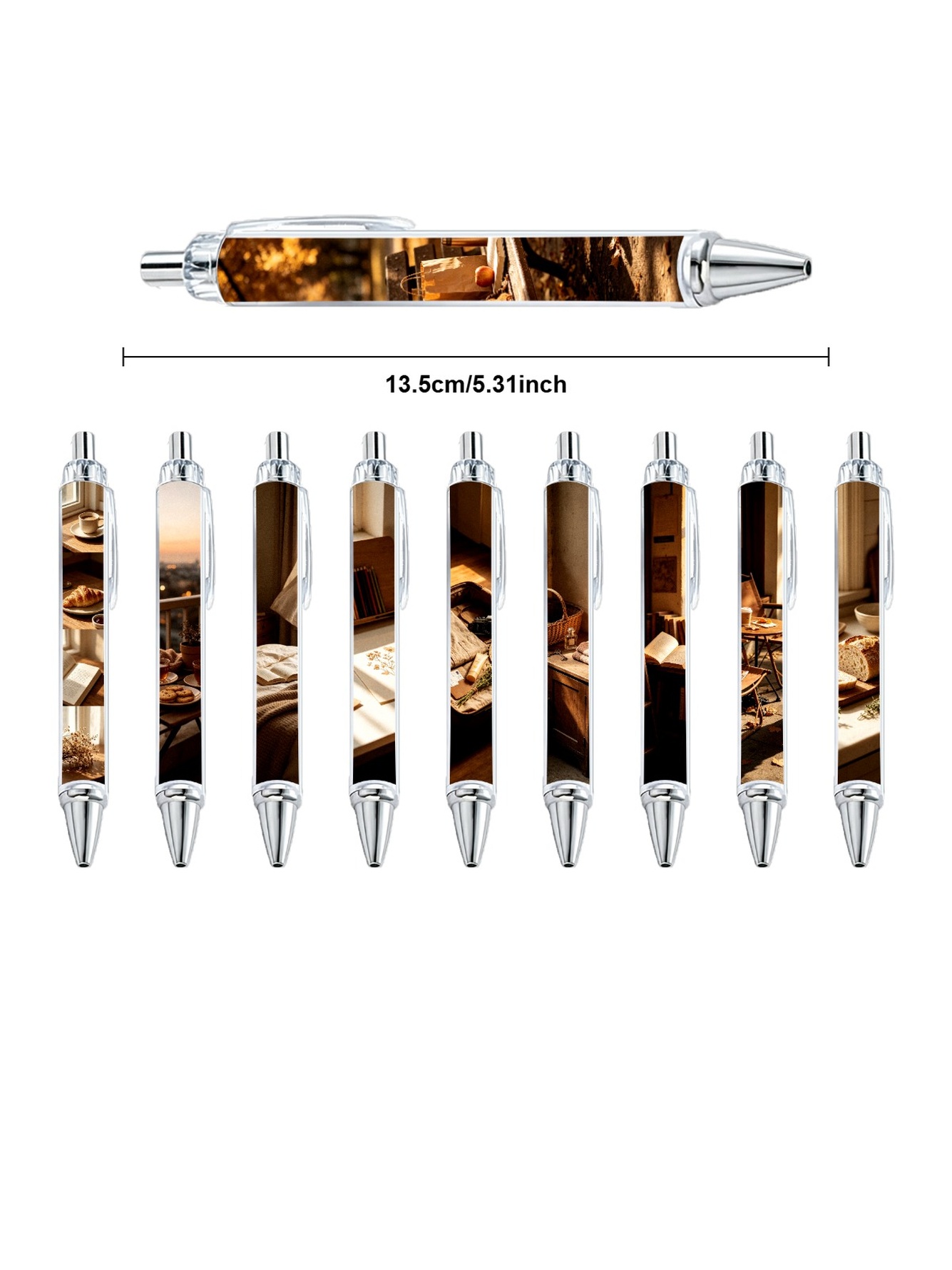 Warm Orange Fragments Ballpoint Pen, Black Ink - 10-Pack