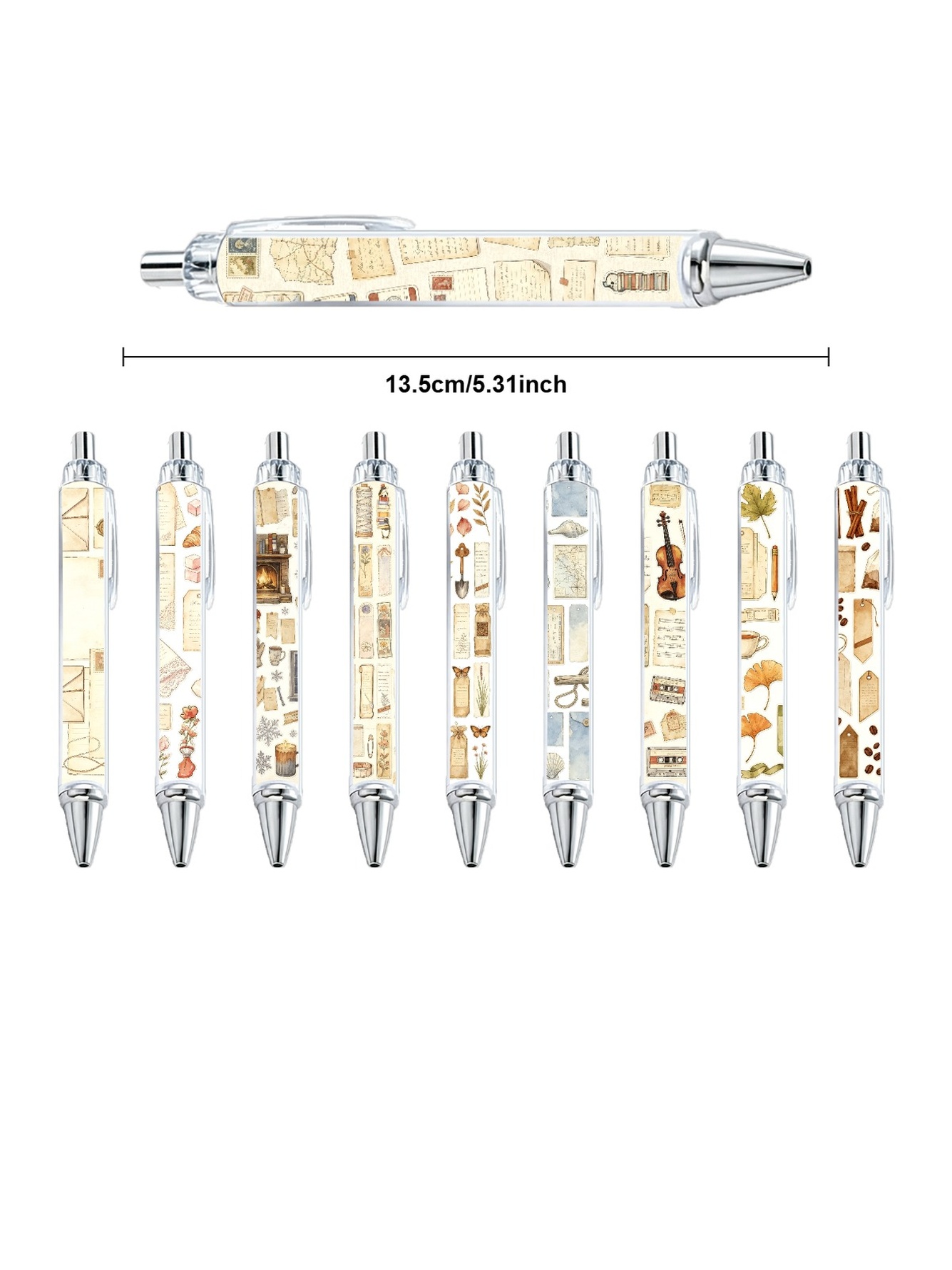 Newspaper Collage Ballpoint Pen, Black Ink - 10-Pack