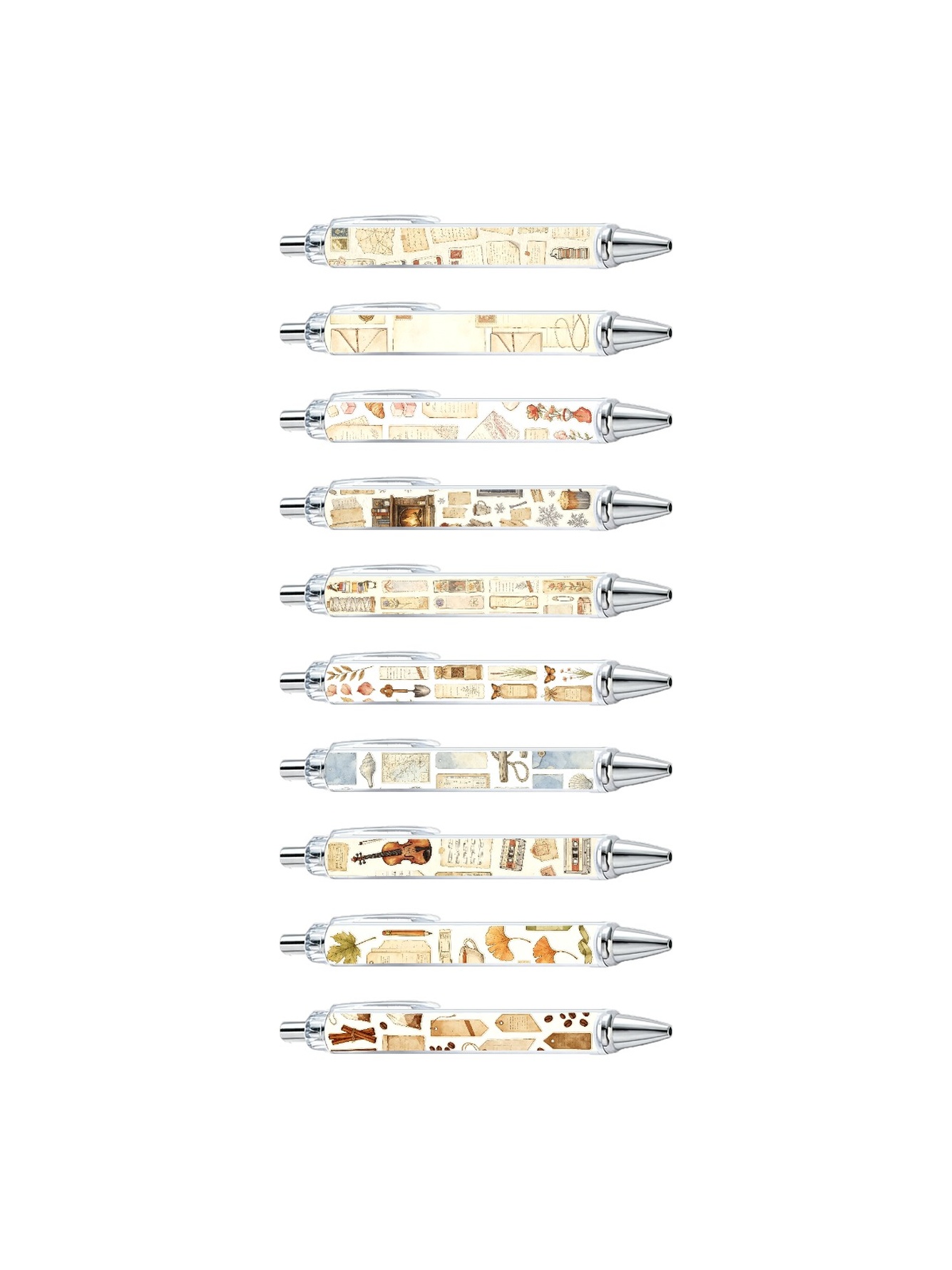 Newspaper Collage Ballpoint Pen, Black Ink - 10-Pack