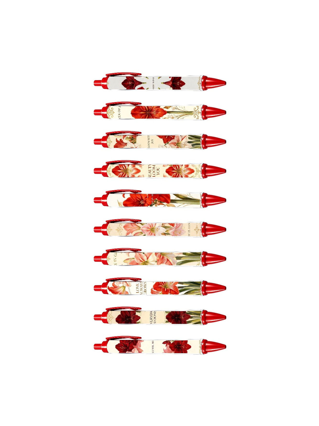 Red Peony Pen, Warm Wishes Black Ink - 10-Pack