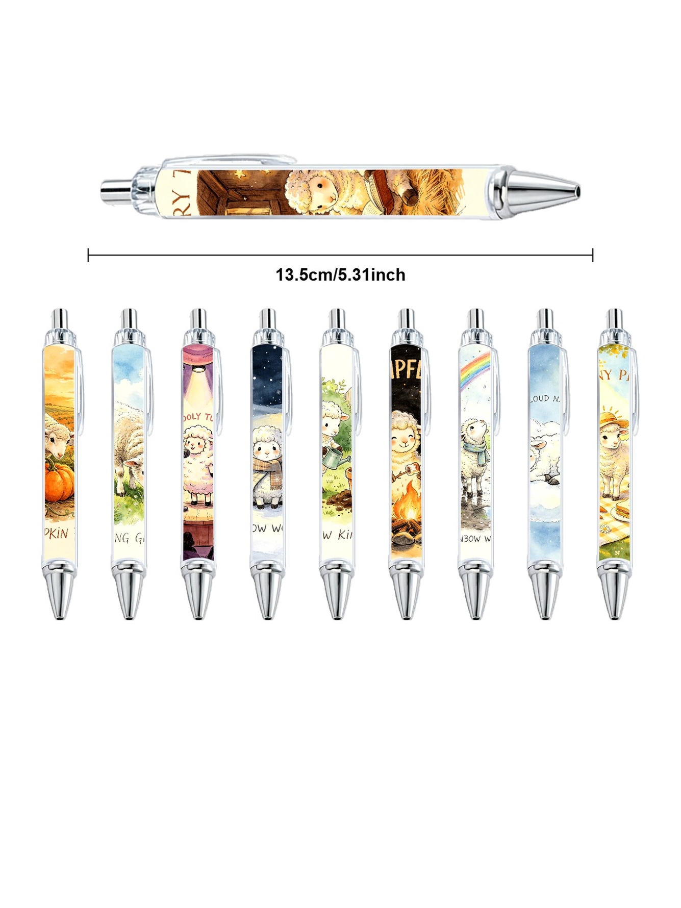 Lamb Gel Pens, Sheep Farm, Black Ink - 10-Pack