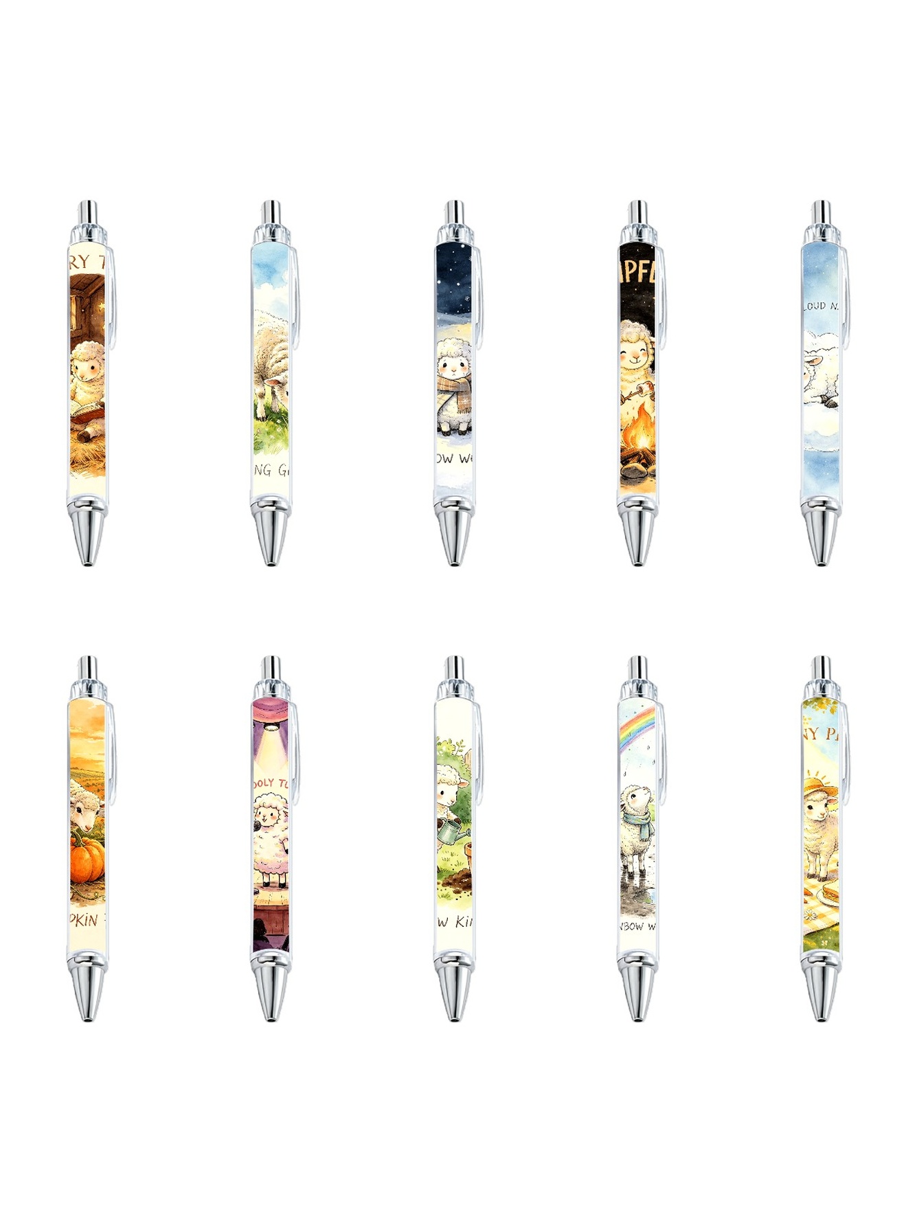 Lamb Gel Pens, Sheep Farm, Black Ink - 10-Pack