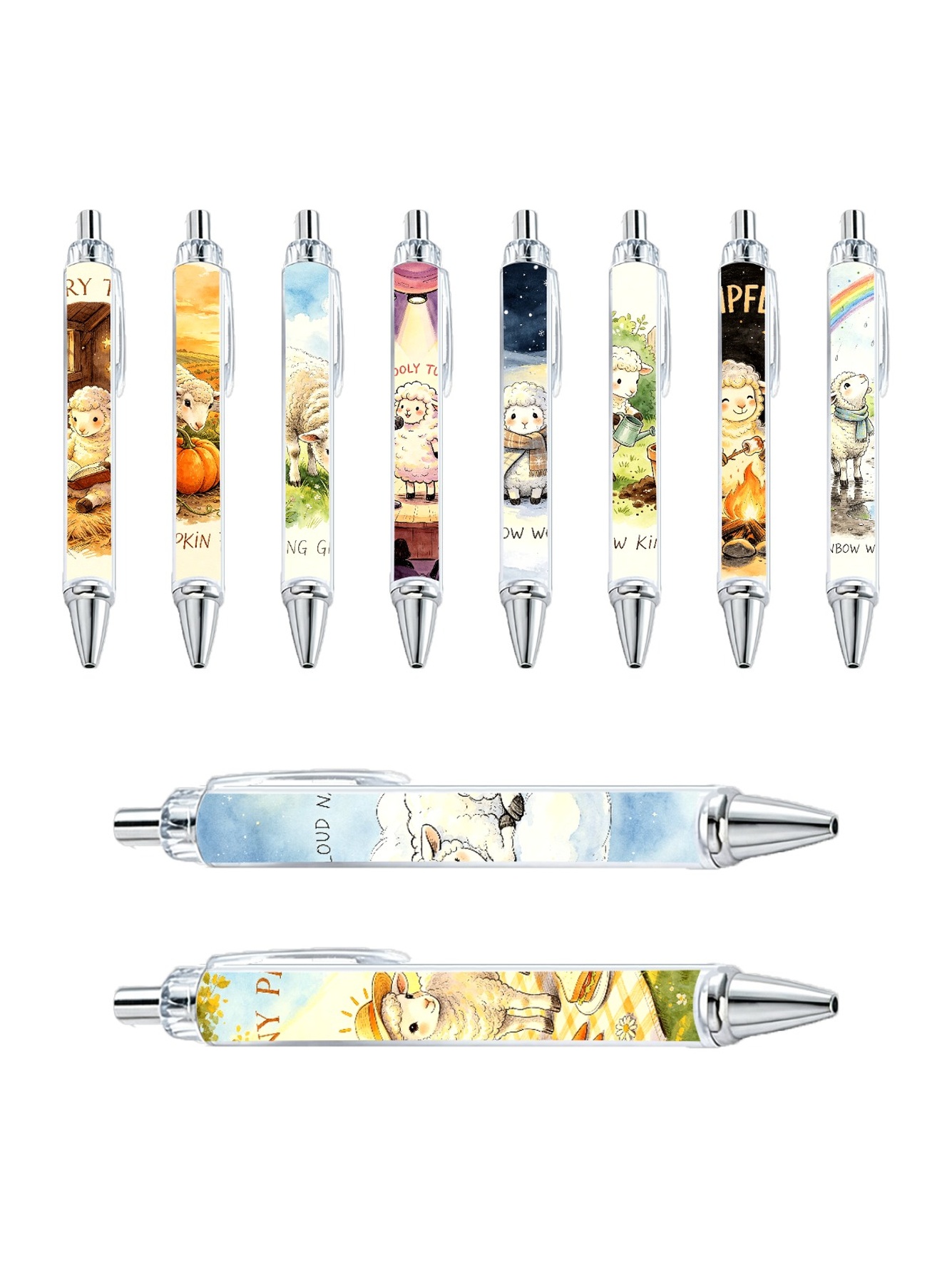 Lamb Gel Pens, Sheep Farm, Black Ink - 10-Pack