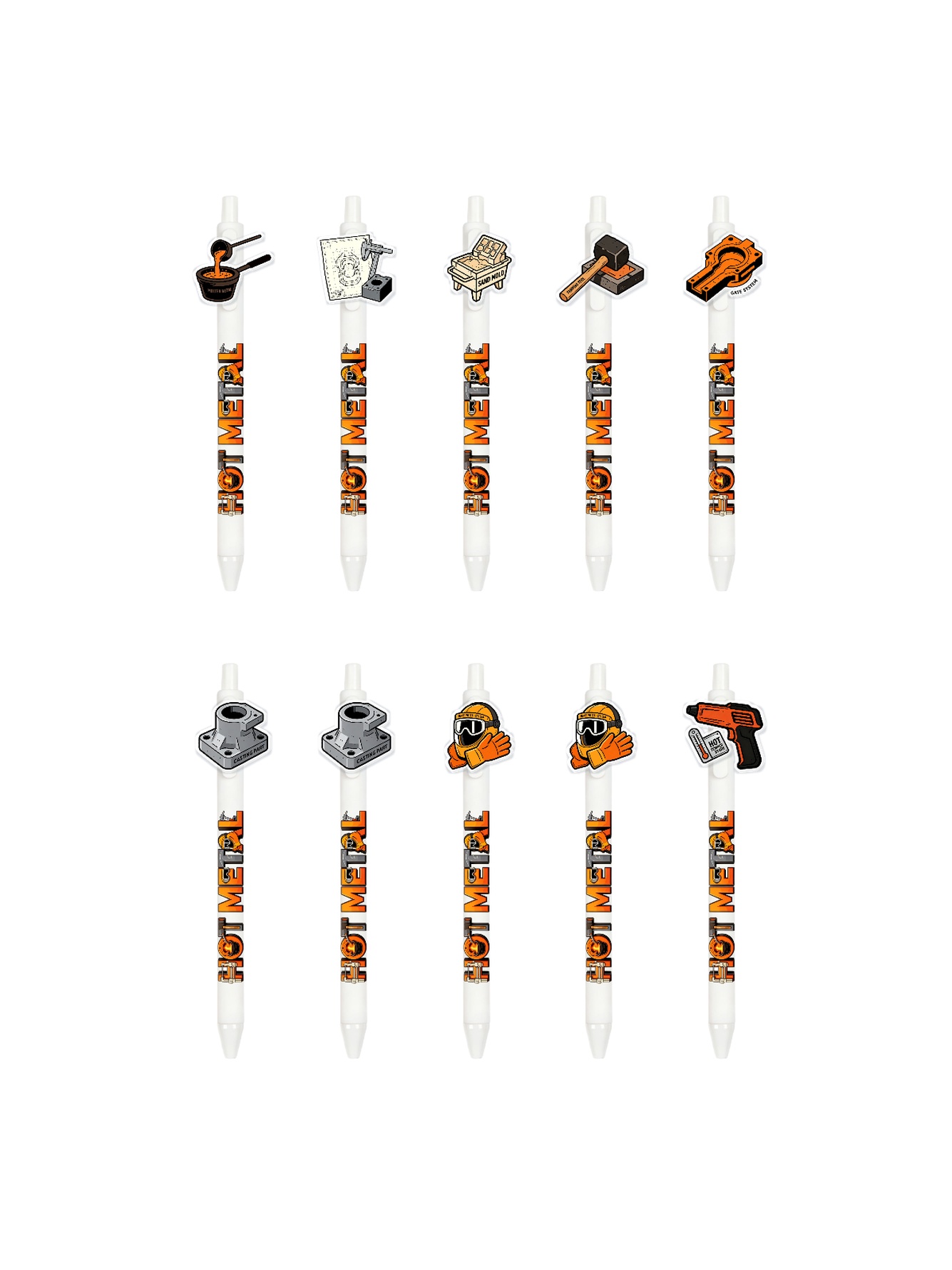 10 قطع أقلام لعمال السباكة بتصميم فرن وقالب صناعي