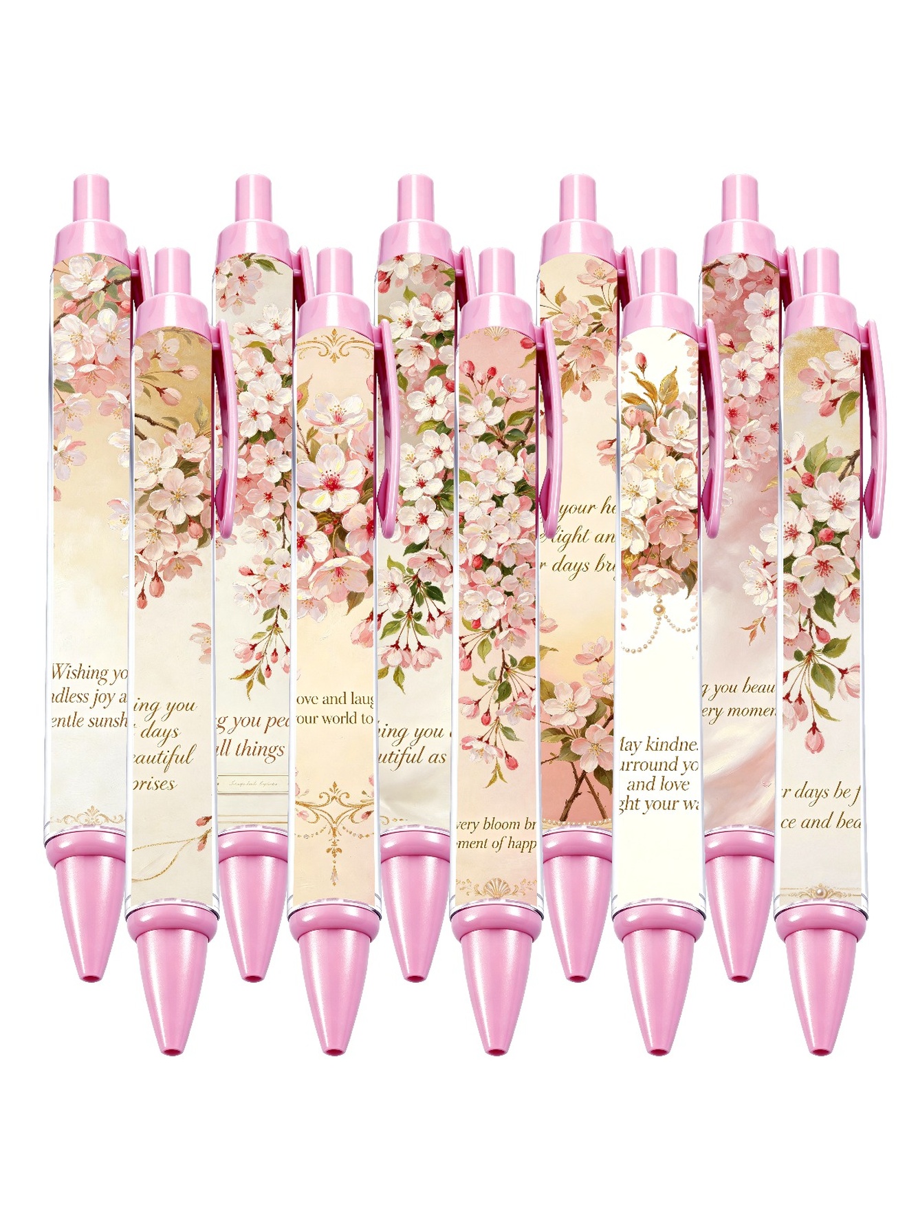 Orange Camellia Pen, Endless Joy Black Ink - 10-Pack