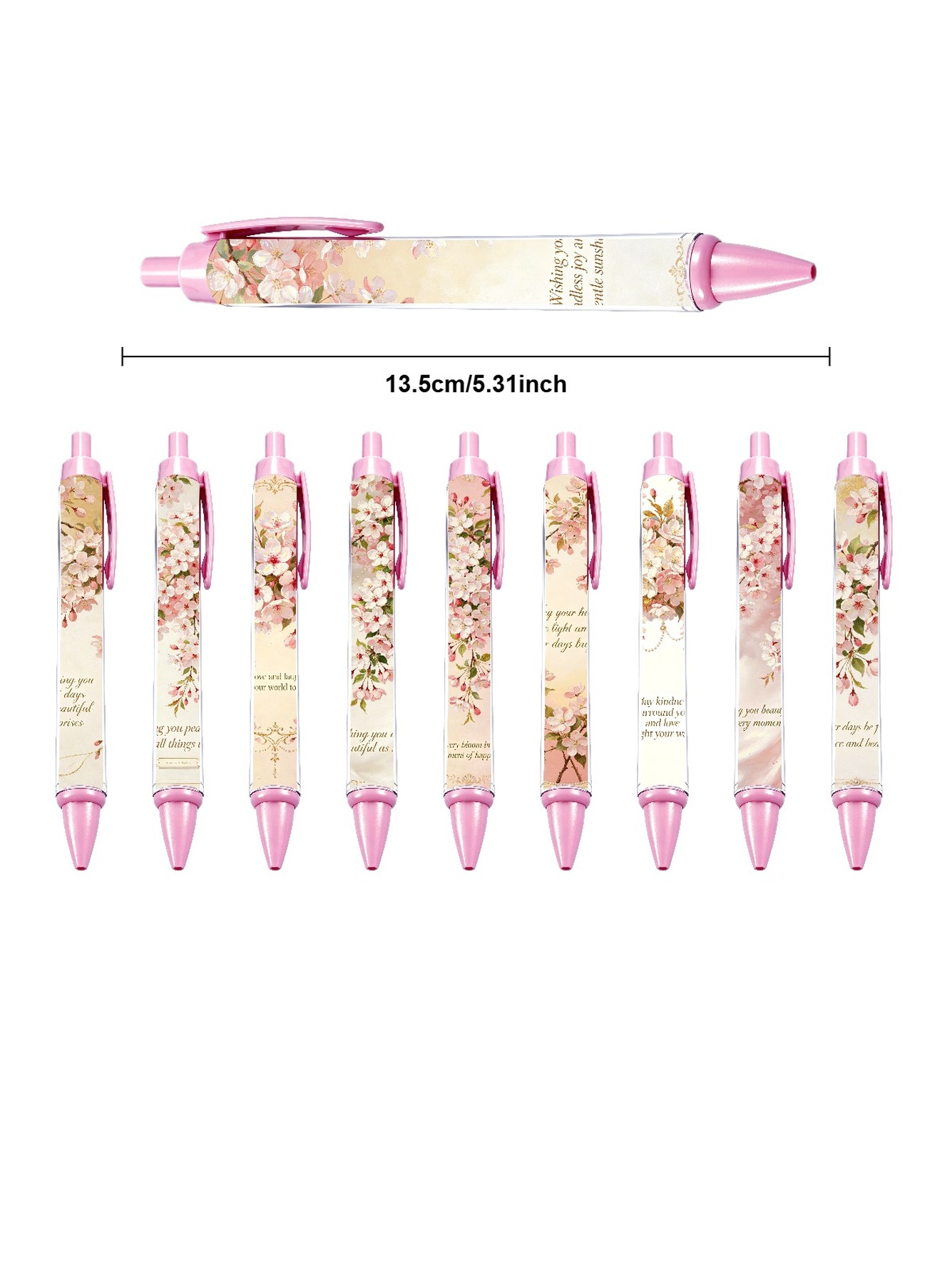 Orange Camellia Pen, Endless Joy Black Ink - 10-Pack
