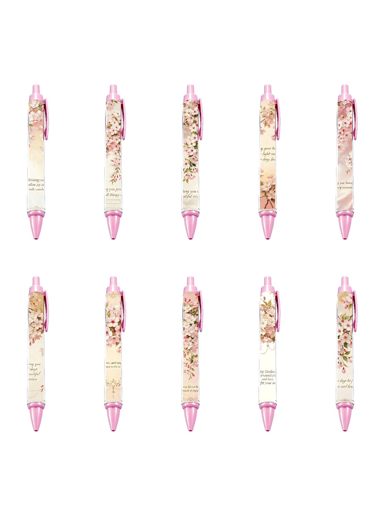 Orange Camellia Pen, Endless Joy Black Ink - 10-Pack
